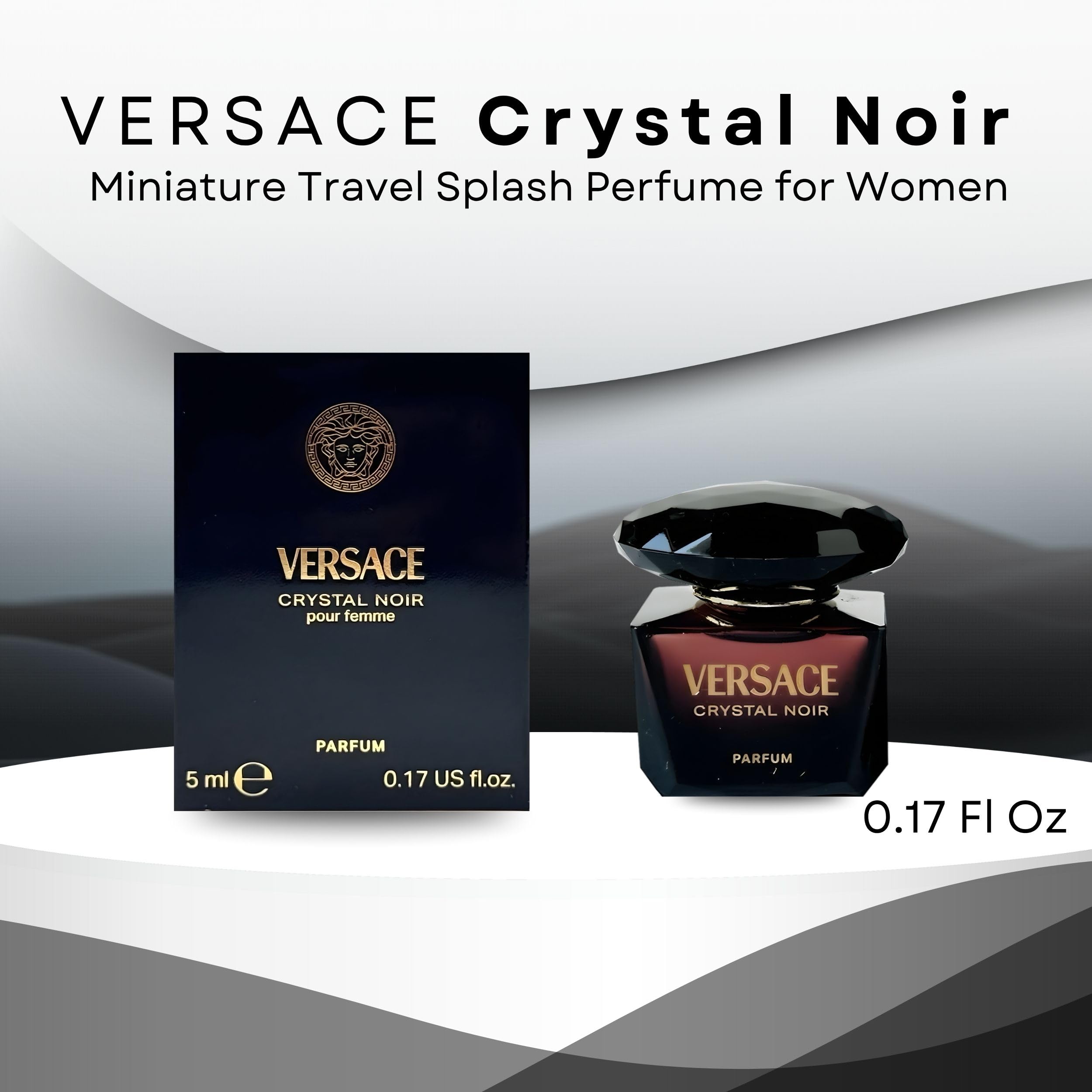 Versace Crystal Noir Mini Perfume Splash 0.17 oz for Women | Travel-Size Luxury