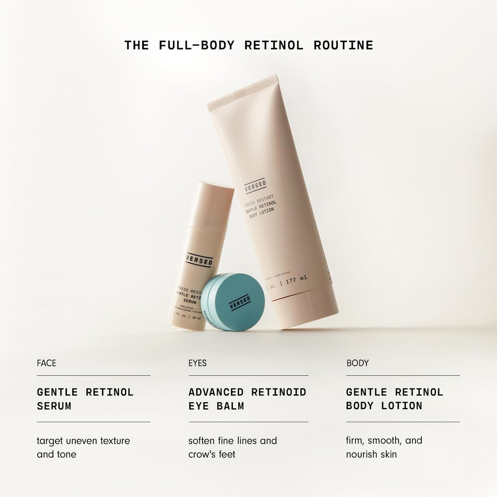 Versed Press Restart Retinol Body Lotion, 2 Pack – Lightweight Skin Firming Moisturizer with Cocoa Butter, Squalane & Vitamin E