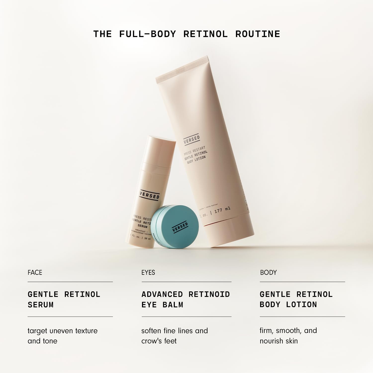 Versed Press Restart Retinol Body Lotion, 2 Pack – Lightweight Skin Firming Moisturizer with Cocoa Butter, Squalane & Vitamin E