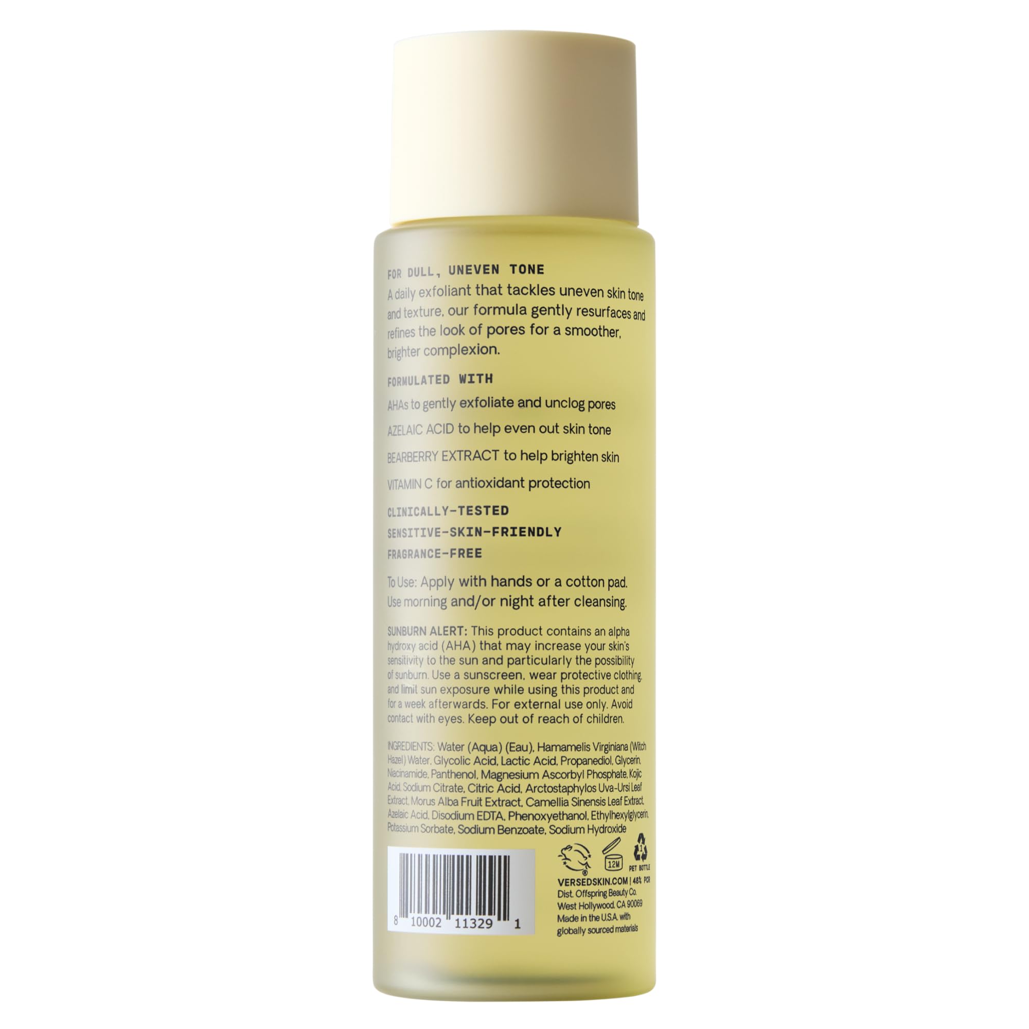 Versed Weekend Glow Daily Brightening AHA Toner with Vitamin C | Gentle Exfoliating Toner