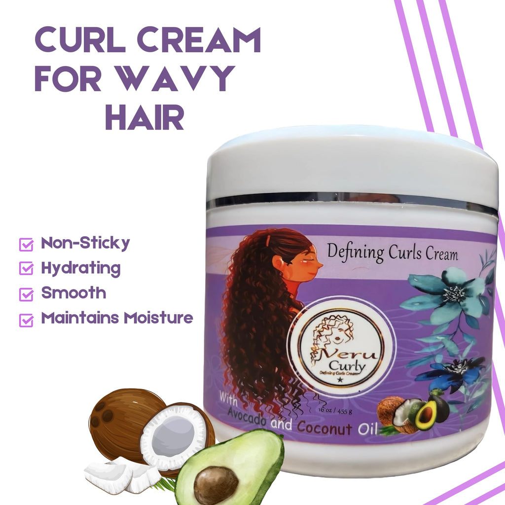 VeruCurly Curl Cream for Wavy Hair – Pack of 2 (32 oz) | Hydrating, Non-Sticky, Breakage Protection