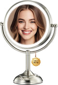 VESAUR 2026 Upgraded 9-Inch Lighted Makeup Mirror | 10X/20X HD Magnification, 3-Color LED, 5000mAh