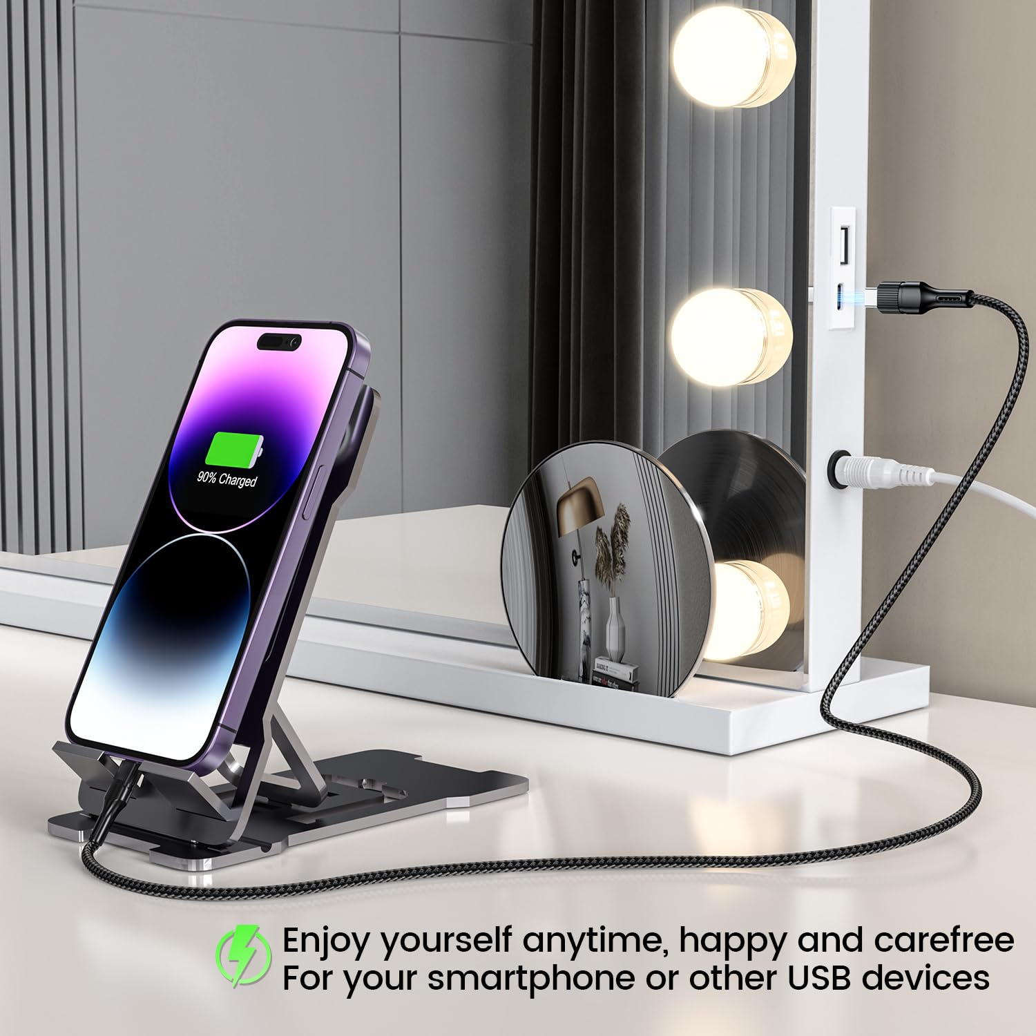VESAUR 23x18 Vanity Mirror with Lights | 10X/15X Magnification, 15 LED Bulbs, USB-C Charger