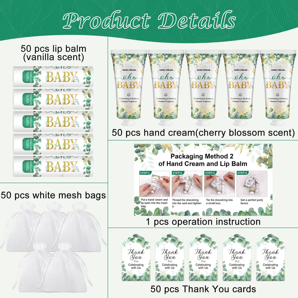 VESPRO 50 Pack Hand Cream & Lip Balm Gift Sets for Baby Showers and Bridal Showers