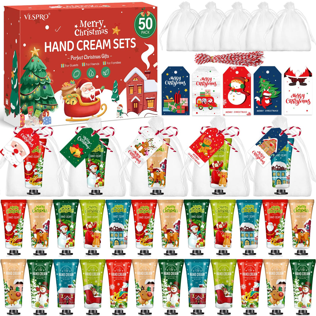 VESPRO 50-Pack Christmas Hand Cream Gift Set for Women