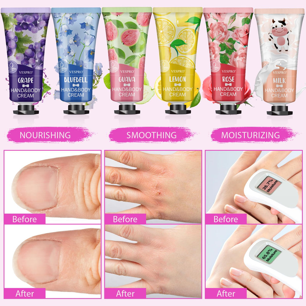 VESPRO 70-Pack Hand Cream Gift Set | 14 Scents, Travel-Size Moisturizers for Dry Hands