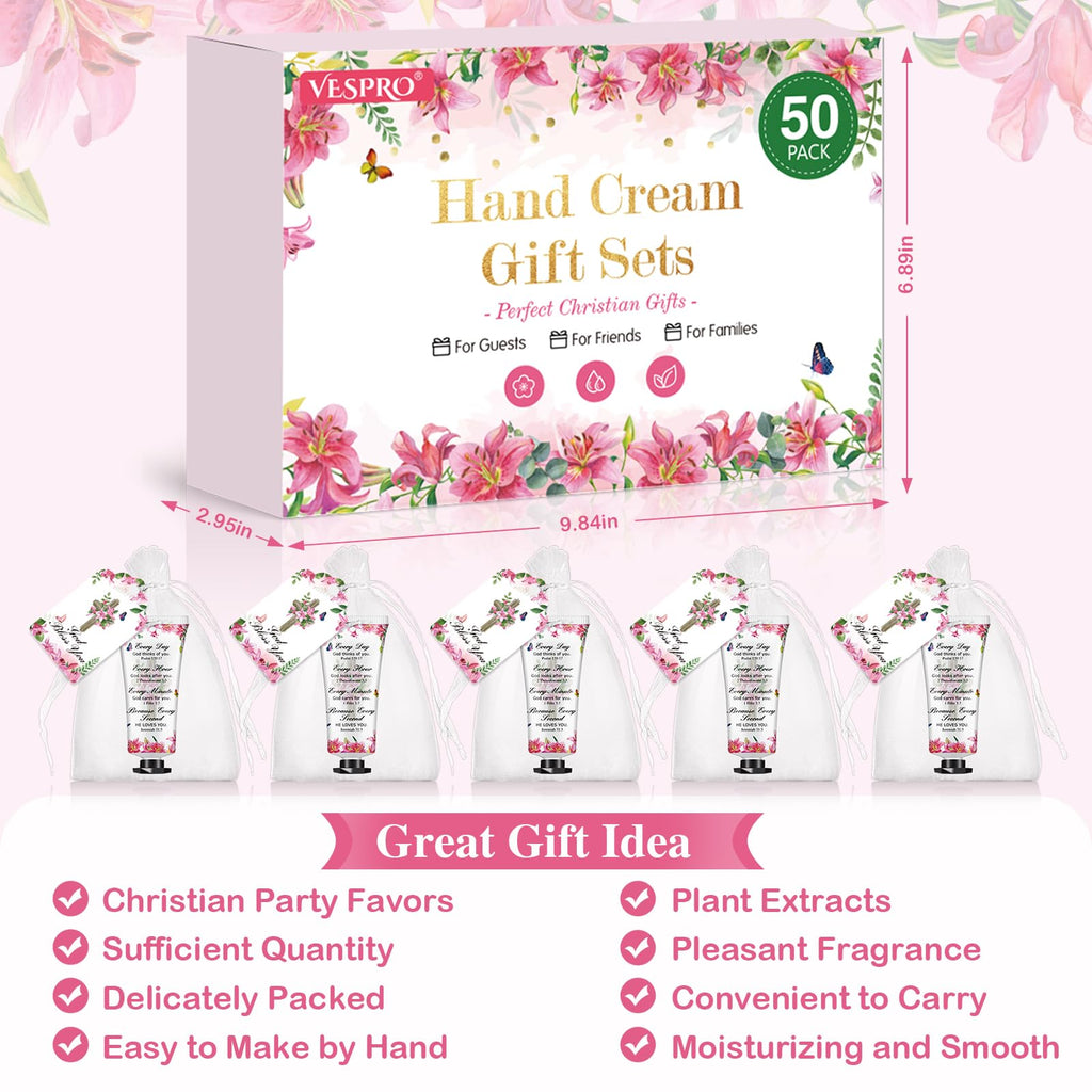 VESPRO 50-Pack Christian Hand Cream Gifts with Prayer Cards | Bible Verse Gifts for Women