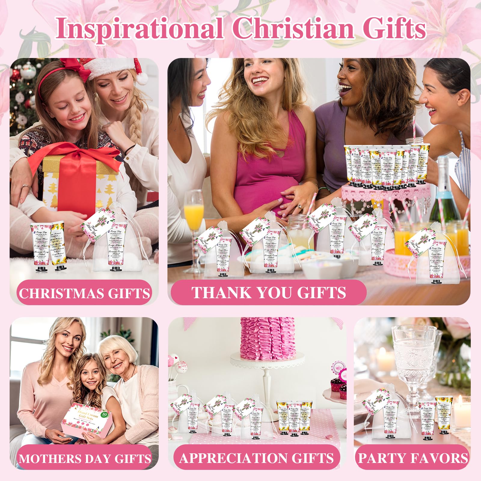 VESPRO 50-Pack Christian Hand Cream Gifts with Prayer Cards | Bible Verse Gifts for Women
