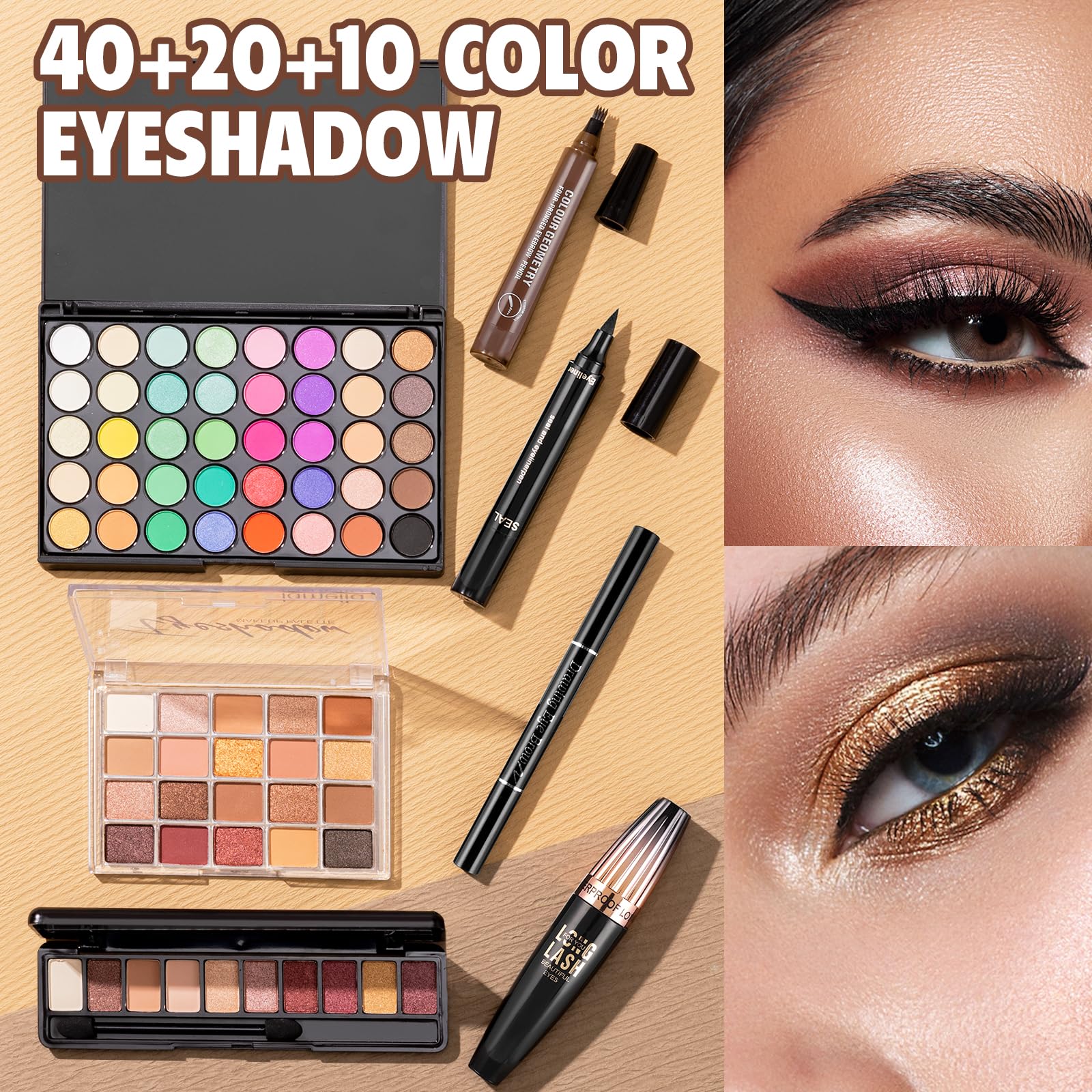 VESPRO All-In-One Makeup Kit – 40-Color Eyeshadow Palette, Foundations & Brushes | Gift Set for Women & Beginners