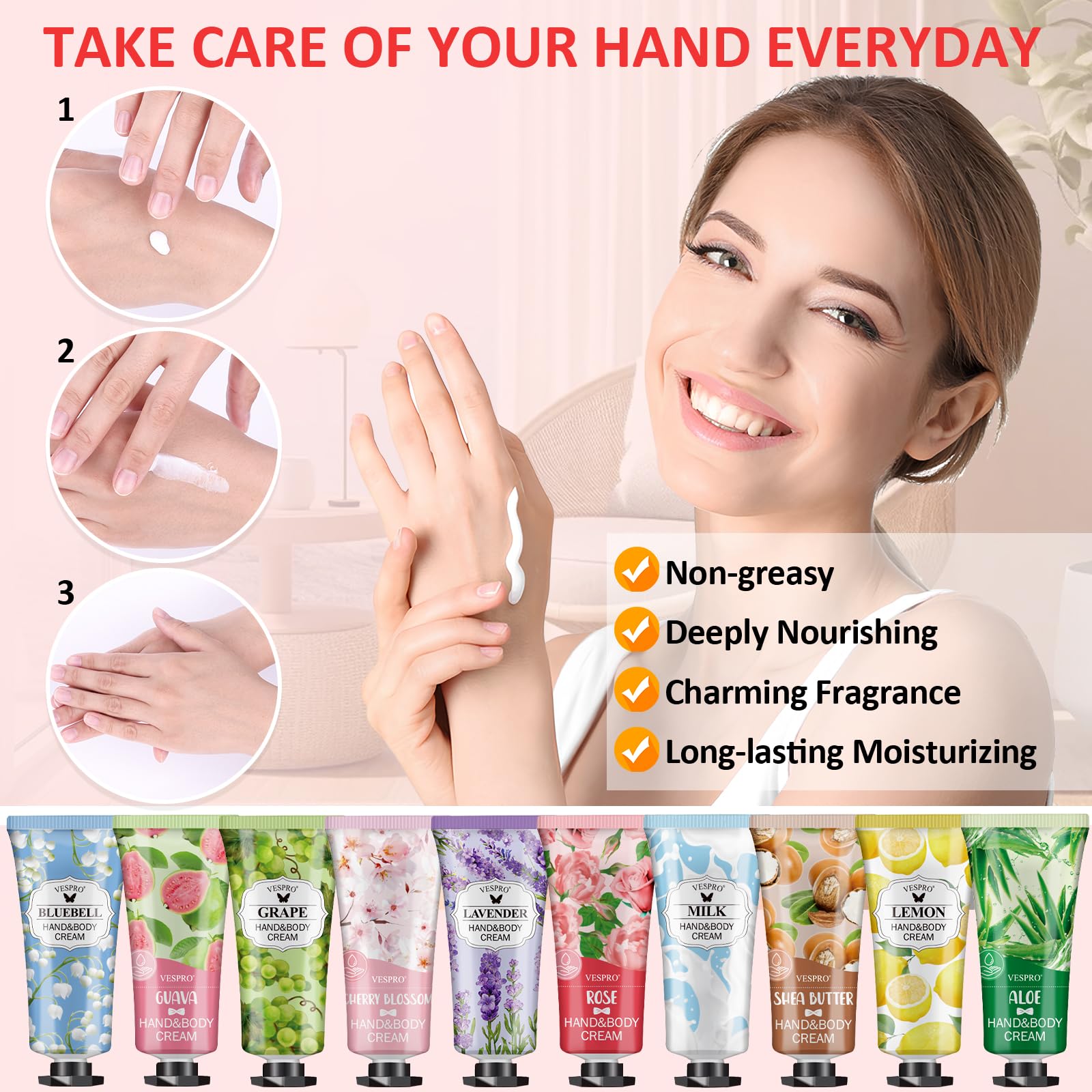 VESPRO 210 Pack Moisturizing Hand Cream Gift Set – 14 Scents, Travel-Size, Bulk Gifts
