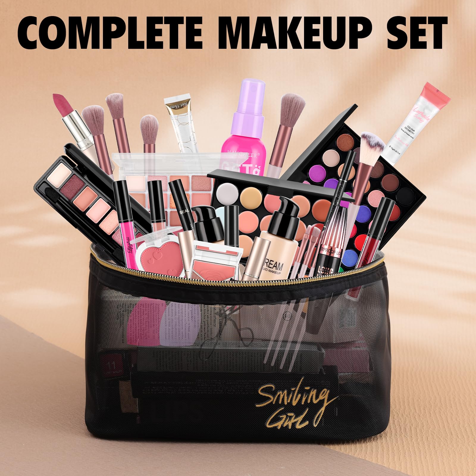 VESPRO All-In-One Makeup Kit – 40-Color Eyeshadow Palette, Foundations & Brushes | Gift Set for Women & Beginners