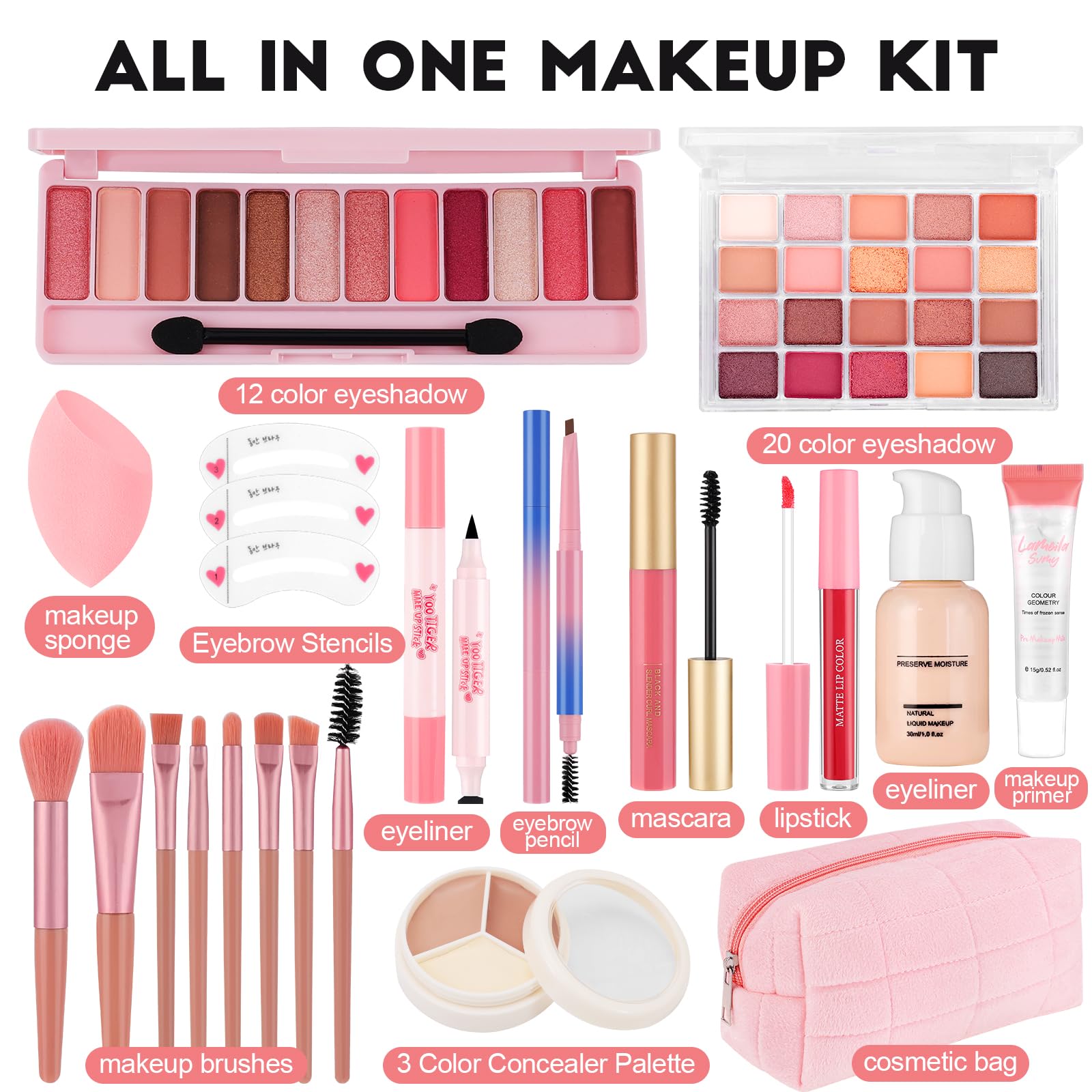 VESPRO All-In-One Makeup Kit for Teens | Beginner Friendly, Travel-Ready Set