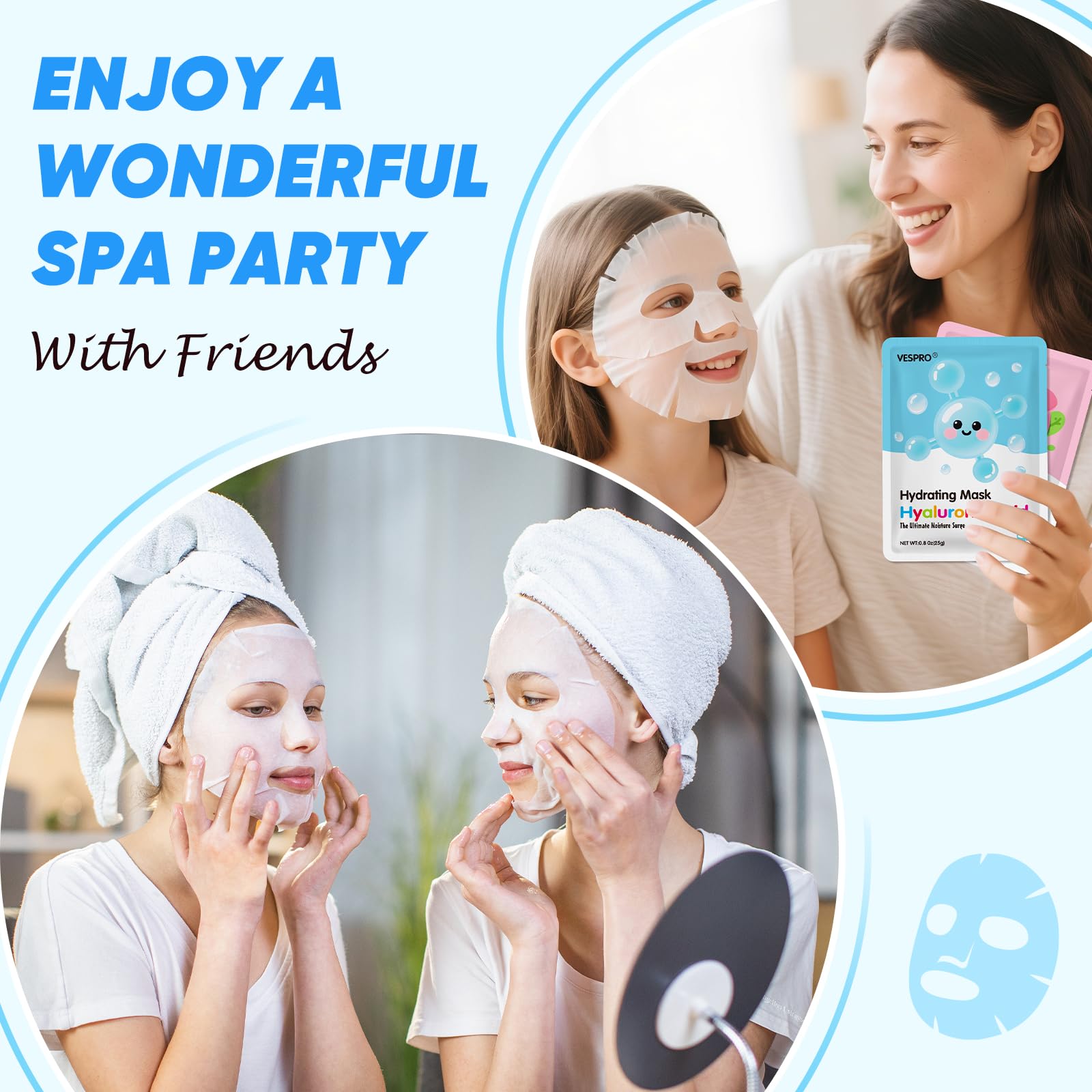 VESPRO 36 Pack Skincare Masks – Hydrating & Moisturizing Sheet Mask Bundle for All Skin Types