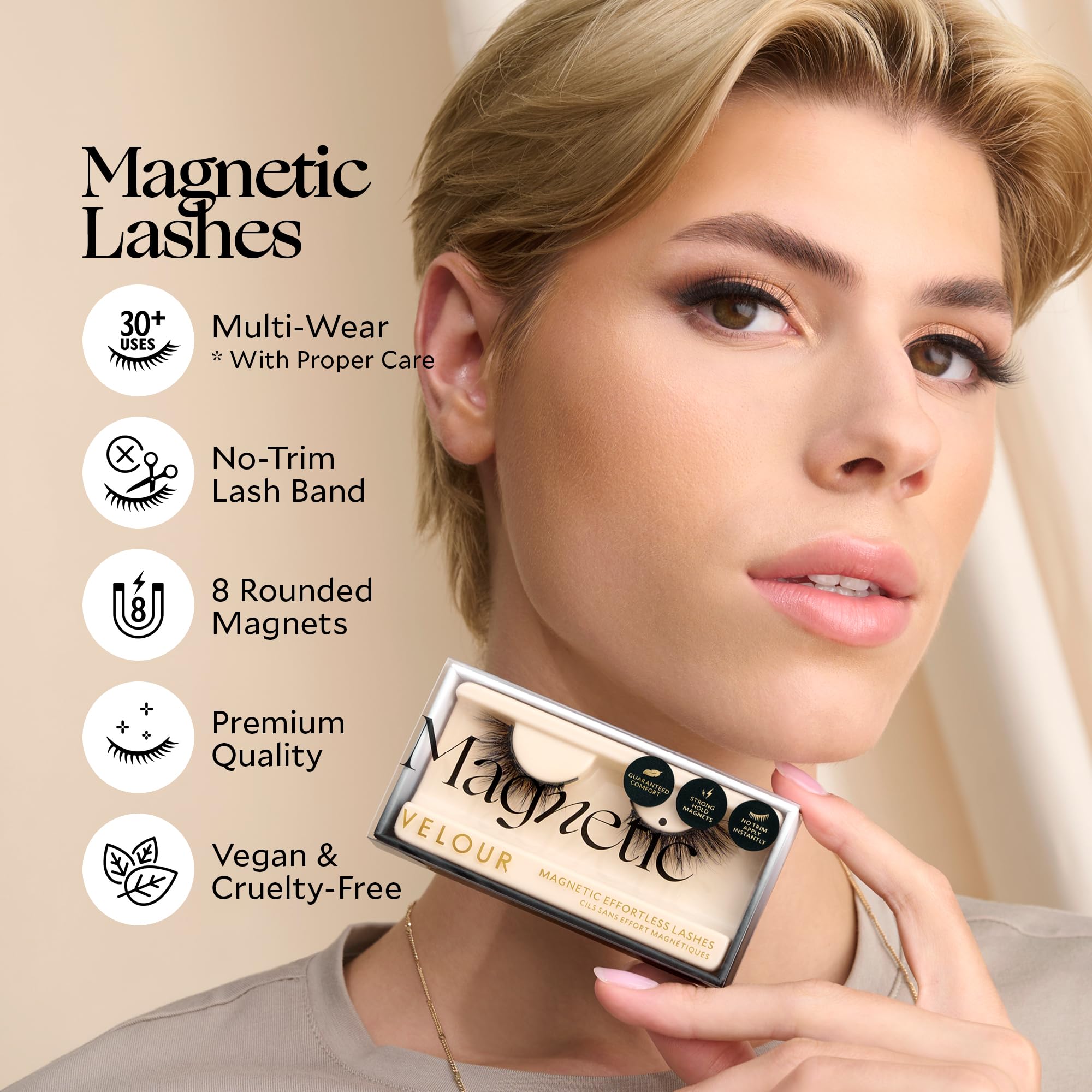 VeVelour Magnetic Eyelashes – Reusable Up to 30x, 8 Magnets, All Eye Shapes