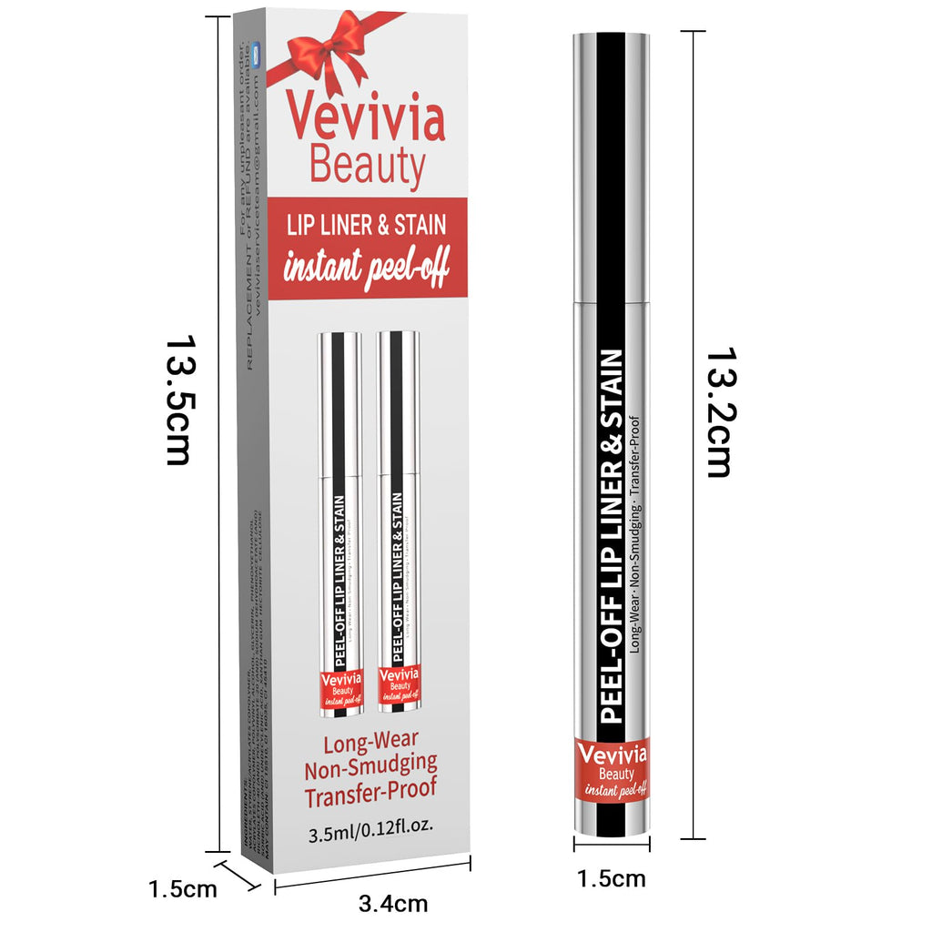 Vevivia Beauty 4pcs Lip Stain Peel Off – Long-Lasting Lip Liner Stain, Waterproof & 2-in-1 Matte (Cocoa, Rose, Nude, Mauve)