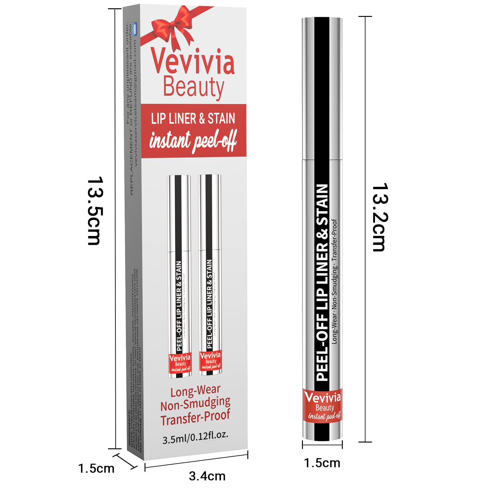 Vevivia Beauty 4pcs Lip Stain Peel Off – Long-Lasting Lip Liner Stain, Waterproof & 2-in-1 Matte (Cocoa, Rose, Nude, Mauve)