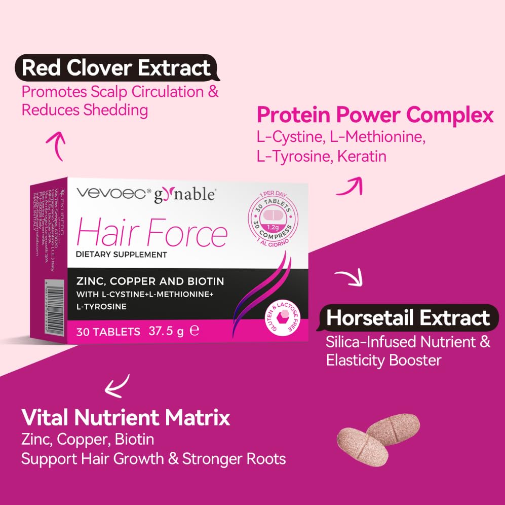 Vevoec Hair Growth Supplement for Women – DHT Blocker with Biotin & Red Clover, Gluten-Free, 1 Per Day