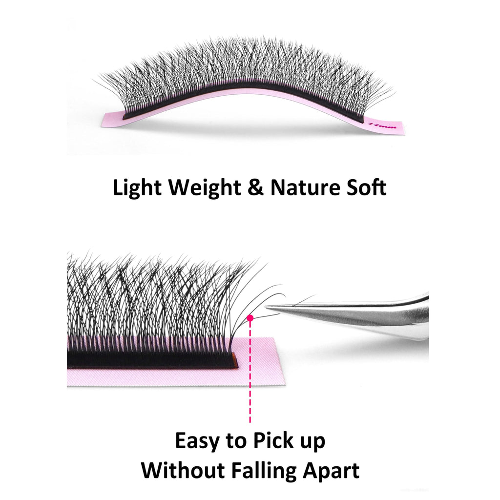 VEYES INC YY Lash Extensions Tray – Premade YY-W Fans, 0.05 D-Curl, 9-15mm
