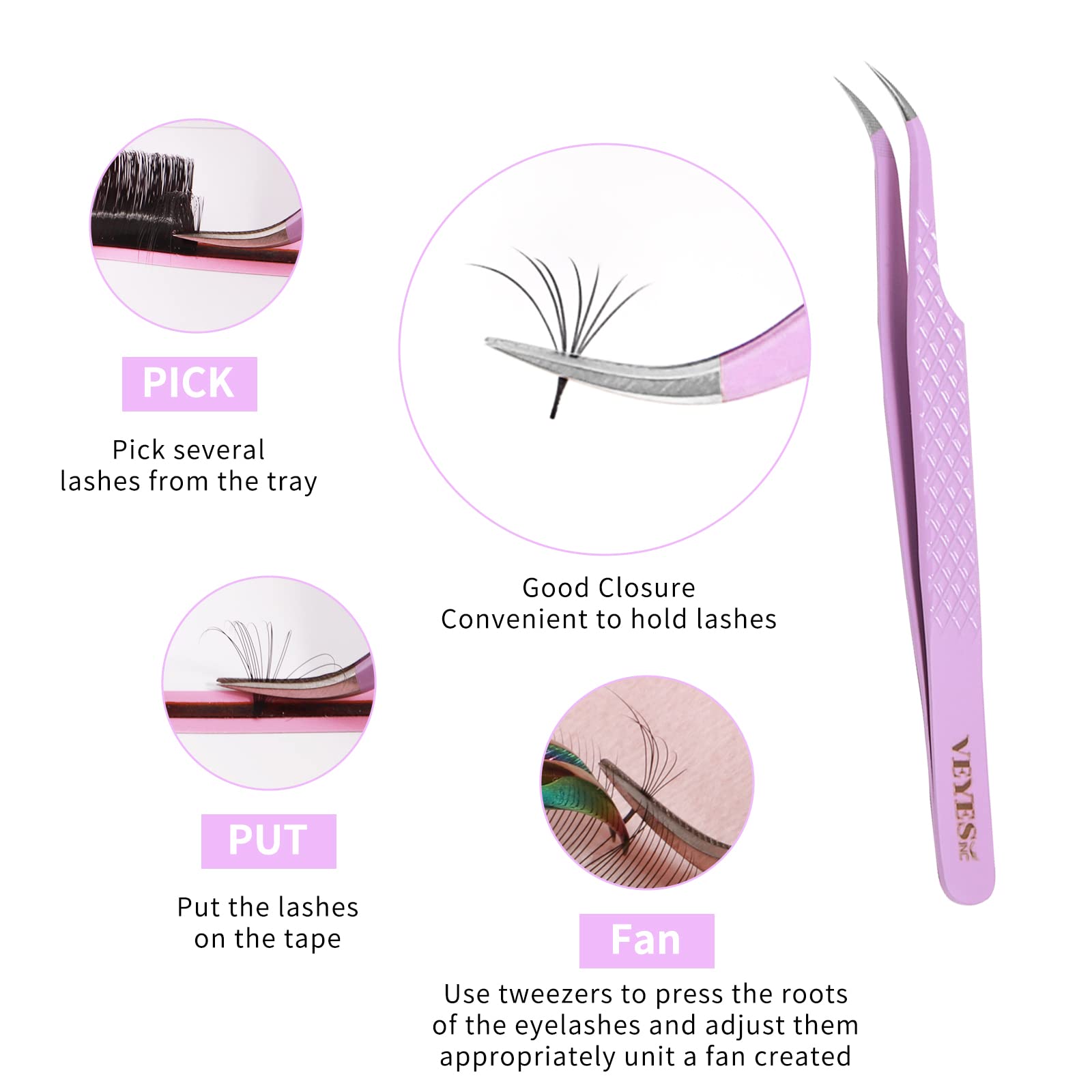 VEYES INC High-Precision J45 Lash Tweezers for Volume Fans | Professional Eyelash Extension Tool
