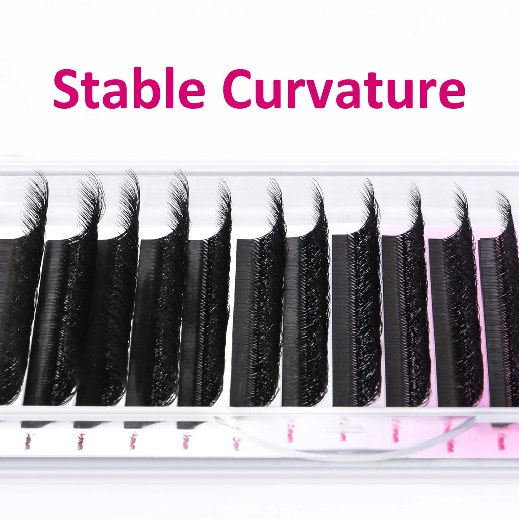 VEYES INC YY Lash Extensions Tray – Premade YY-W Fans, 0.05 D-Curl, 9-15mm