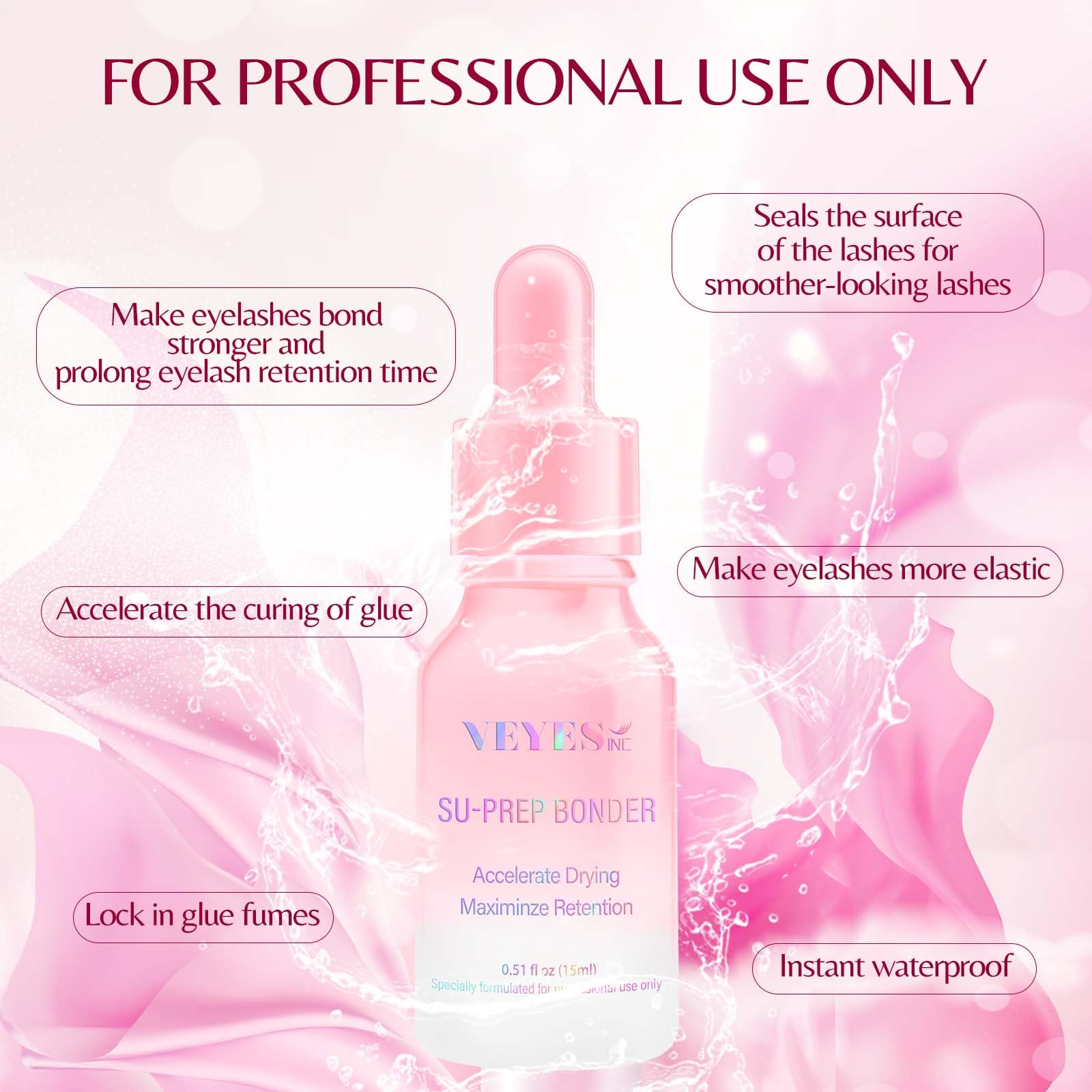 VEYES INC Super Lash Bonder for Eyelash Extensions – SU-PREP Bonder, Glue Accelerator, Sealant (15ml)