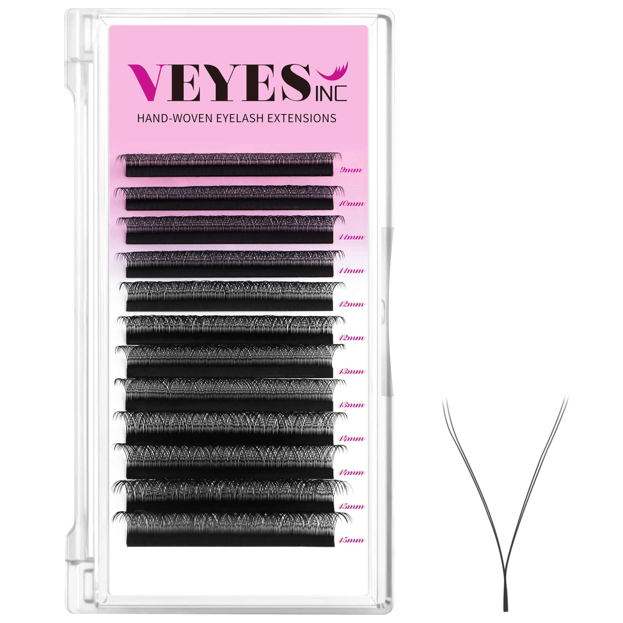 VEYES INC YY Lash Extensions Tray – Premade YY-W Fans, 0.05 D-Curl, 9-15mm