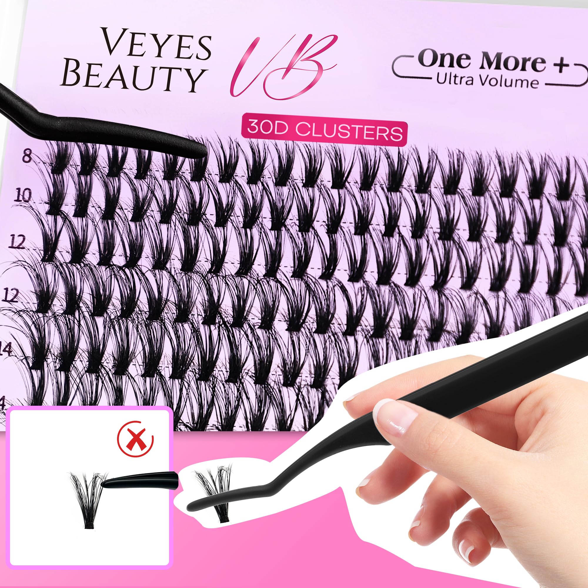 VEYESBEAUTY Lash Clusters UltraVolume: 3D Layered DIY Lashes Tray (30D & 40D)
