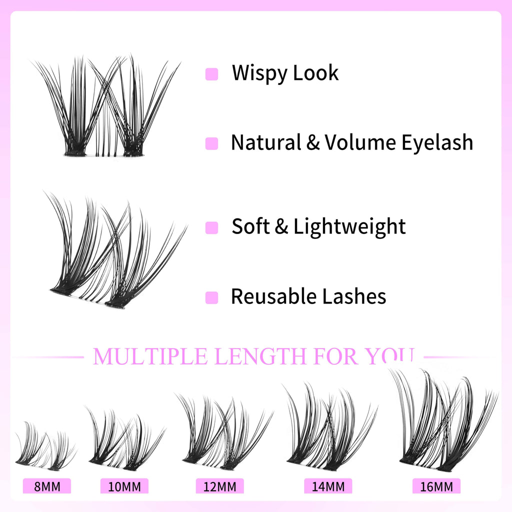 VEYESBEAUTY Lash Clusters Kit – DIY Individual Lashes, Whisper Lash 8–16mm