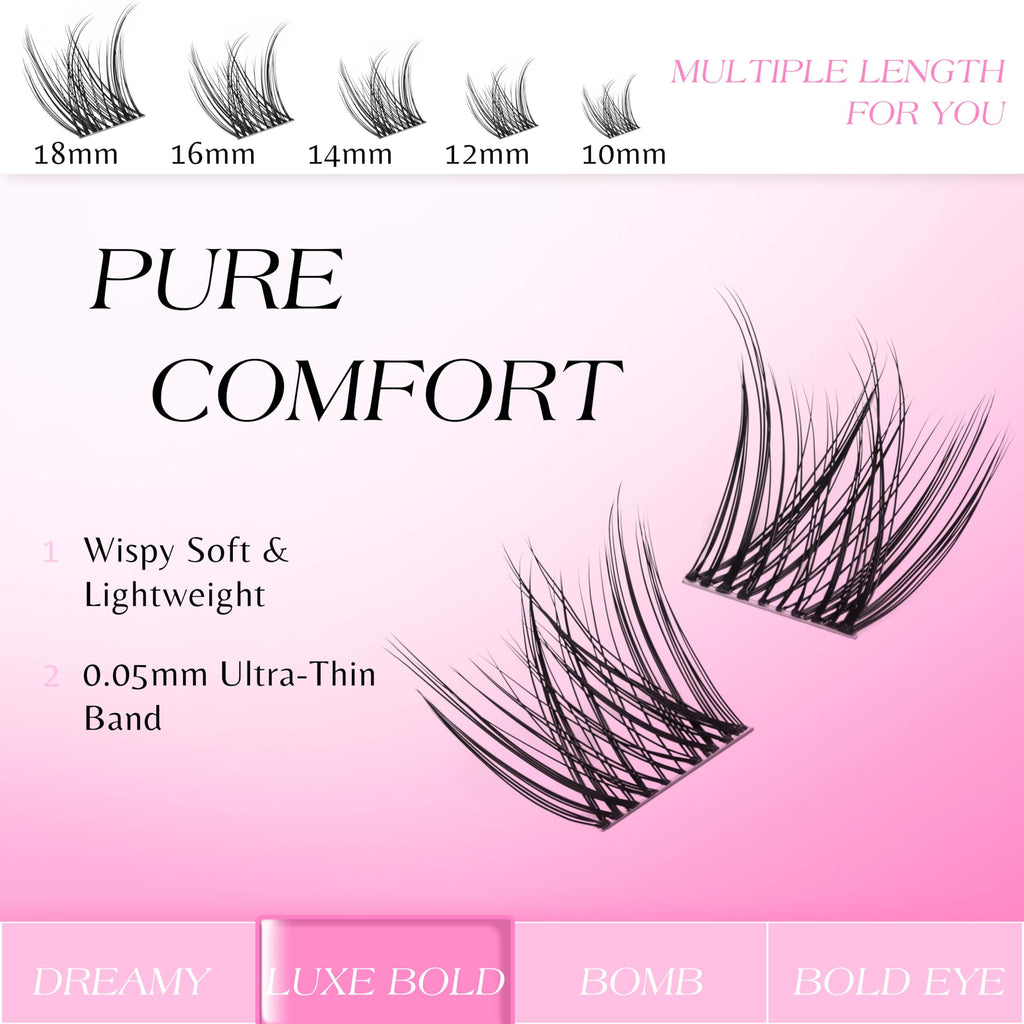 VEYESBEAUTY Lash Clusters DIY Eyelash Extensions – Newbie Five-Second Series, LuxeBold 10mm, Single Length