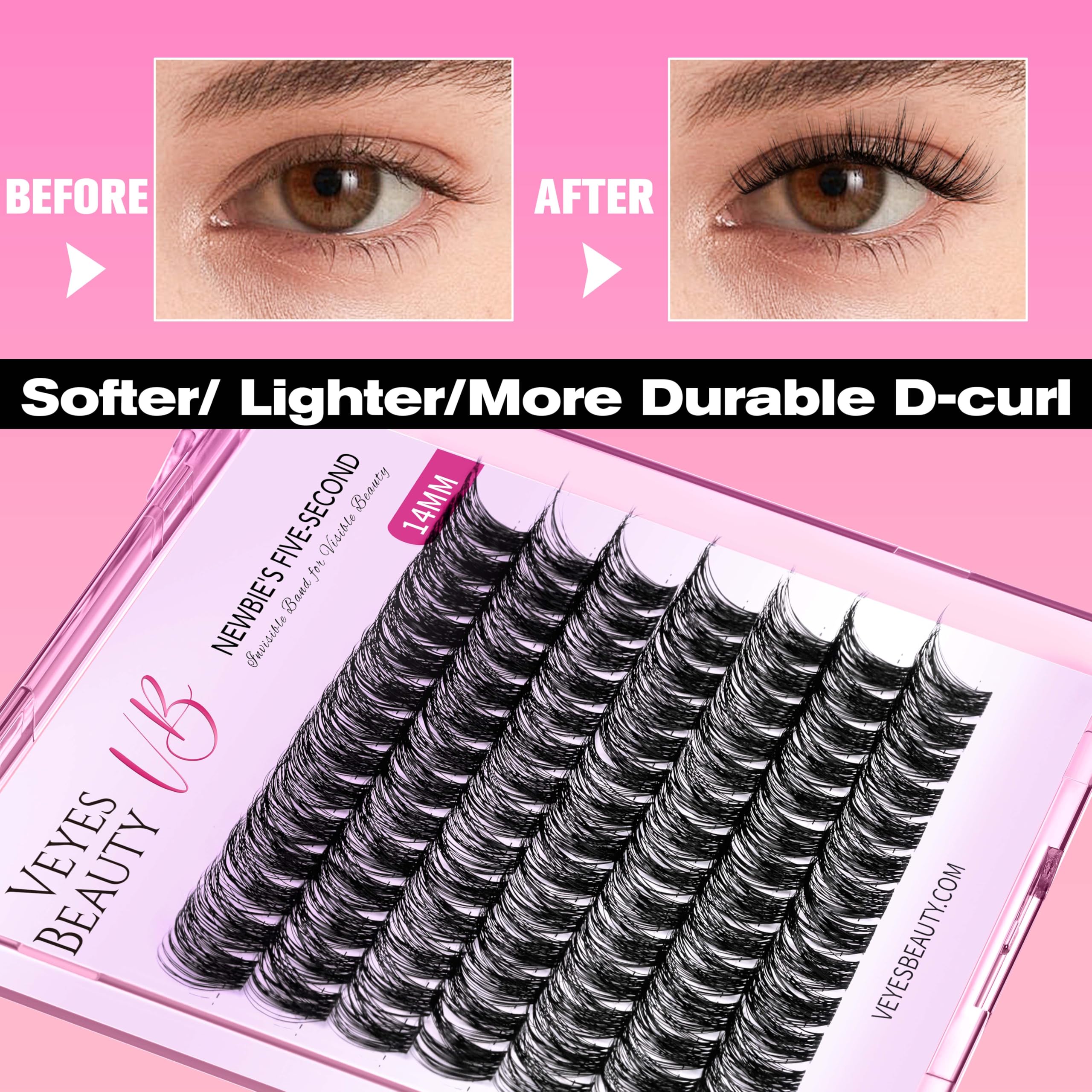 VEYESBEAUTY Lash Clusters: DIY Five-Second Wispy Lashes, 12mm