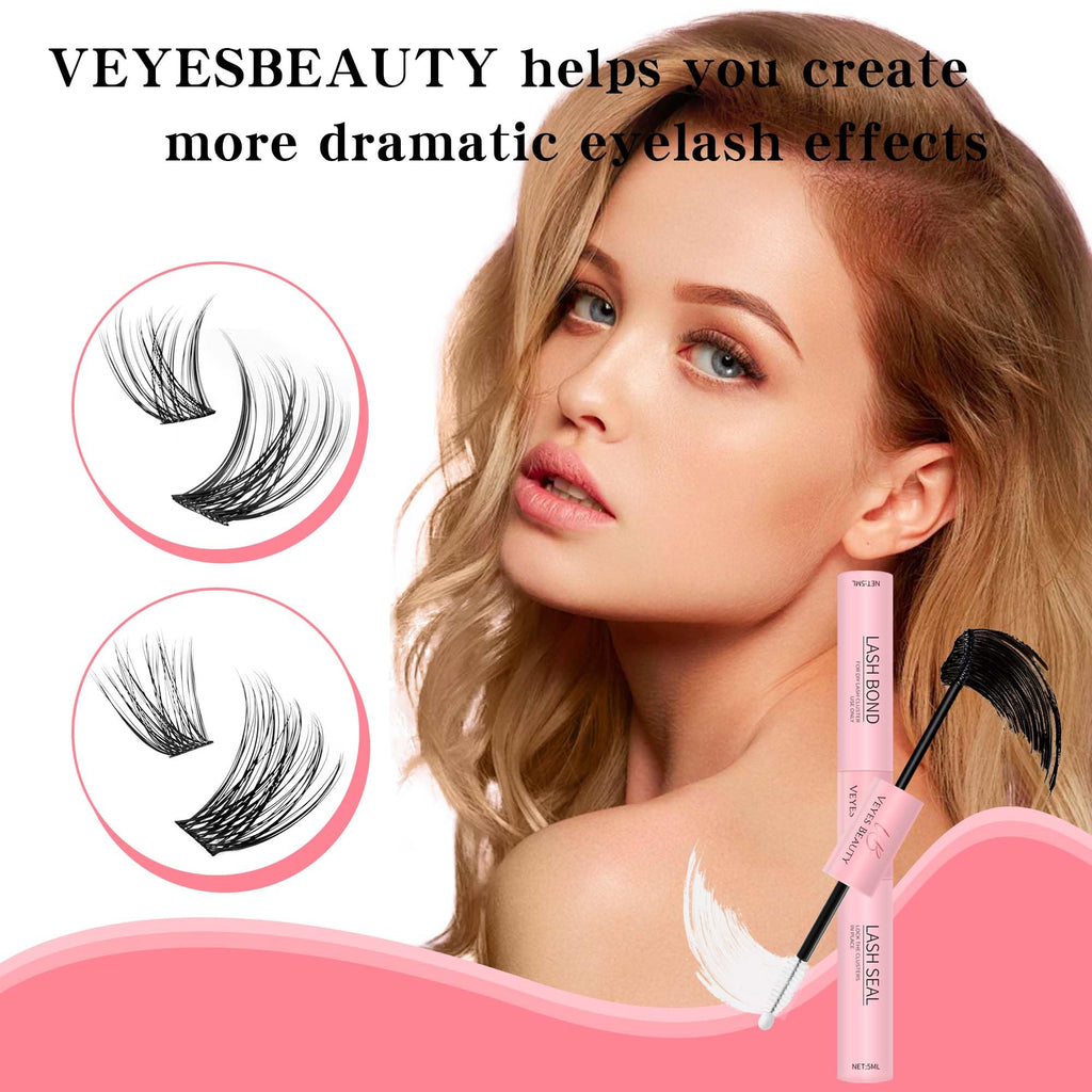 VEYESBEAUTY Lash Bond & Seal Waterproof 2-in-1 Lash Glue – DIY Cluster Lashes (5ml + 5ml)