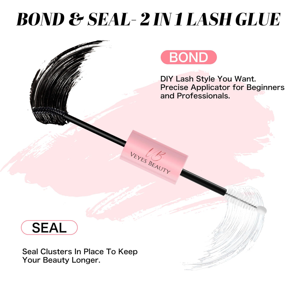 VEYESBEAUTY Lash Bond & Seal Waterproof 2-in-1 Lash Glue – DIY Cluster Lashes (5ml + 5ml)
