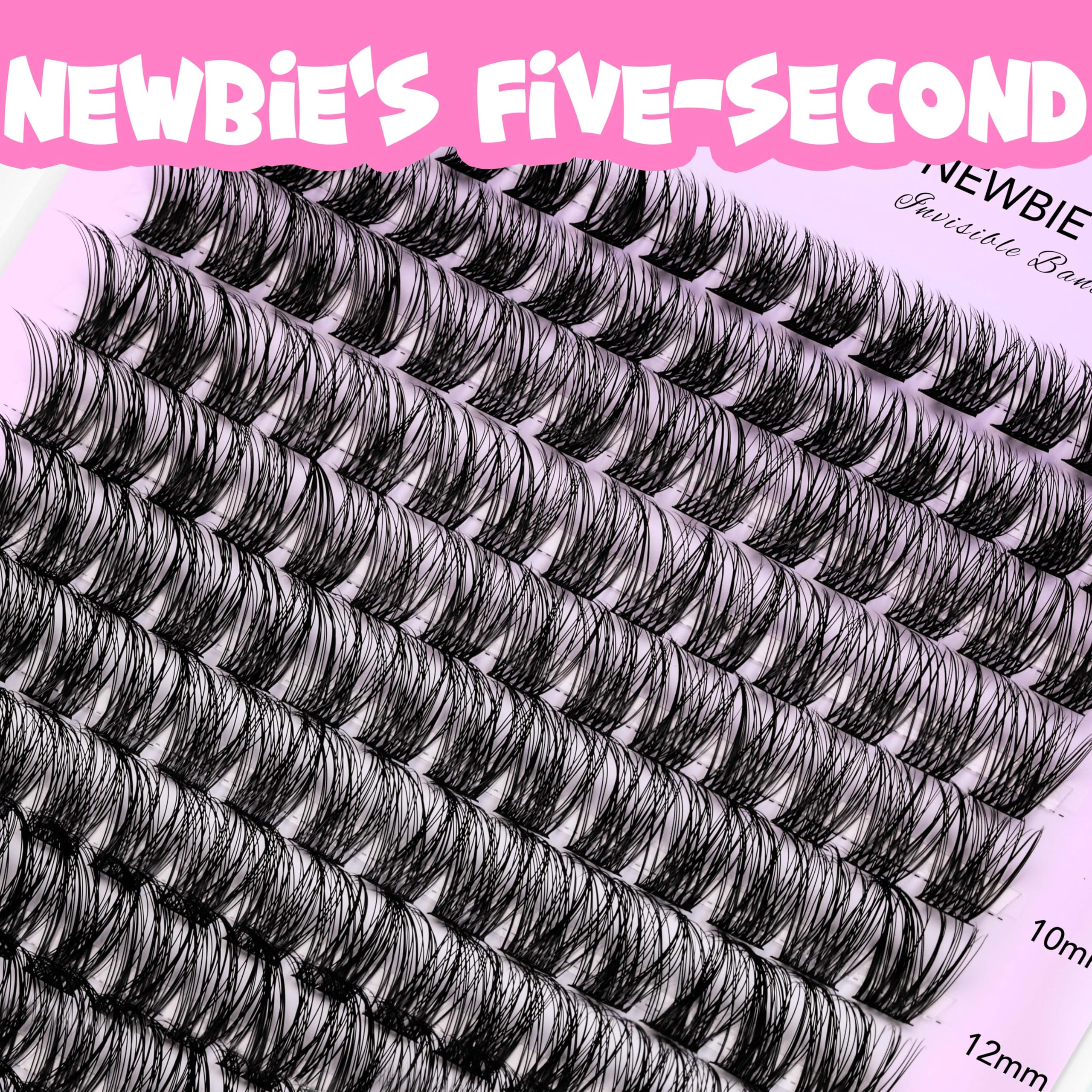 VEYESBEAUTY Lash Clusters – DIY False Eyelashes, Thin Invisible Band, Newbie Five-Second Series Wispy Tray (Boldeye 8–16mm Mixed Length)