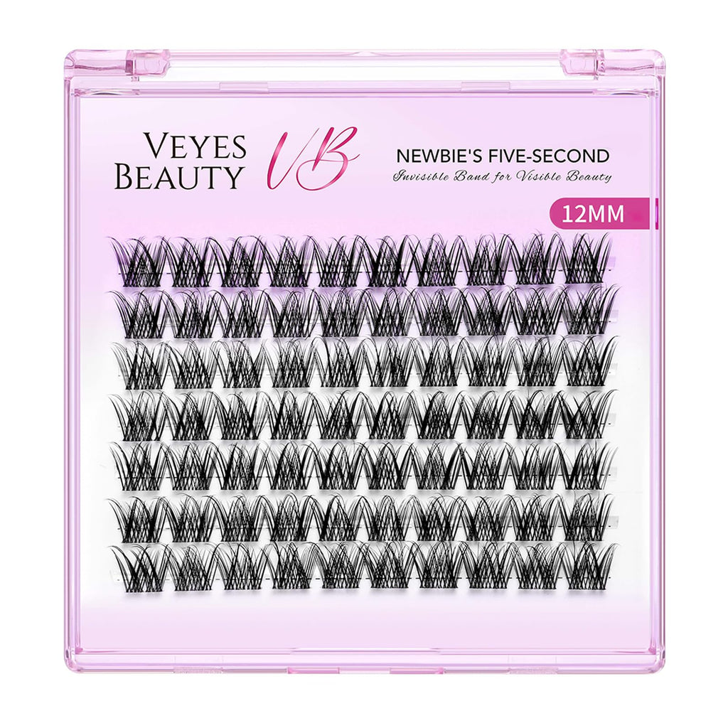 VEYESBEAUTY Lash Clusters – DIY False Eyelashes, Five-Second Series, LuxeBold 12mm Wispy