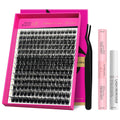 VEYESBEAUTY Lash Clusters Kit – 3D Fluffy Volume Lashes 10-18mm with Bond, Seal, Remover, Applicator