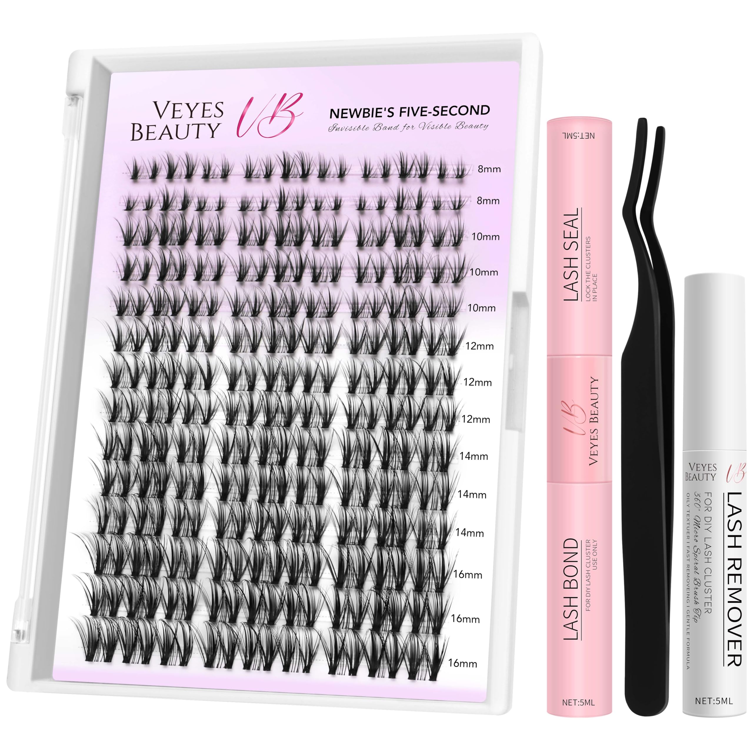 VEYESBEAUTY Lash Clusters Kit – DIY Individual Lashes, Whisper Lash 8–16mm