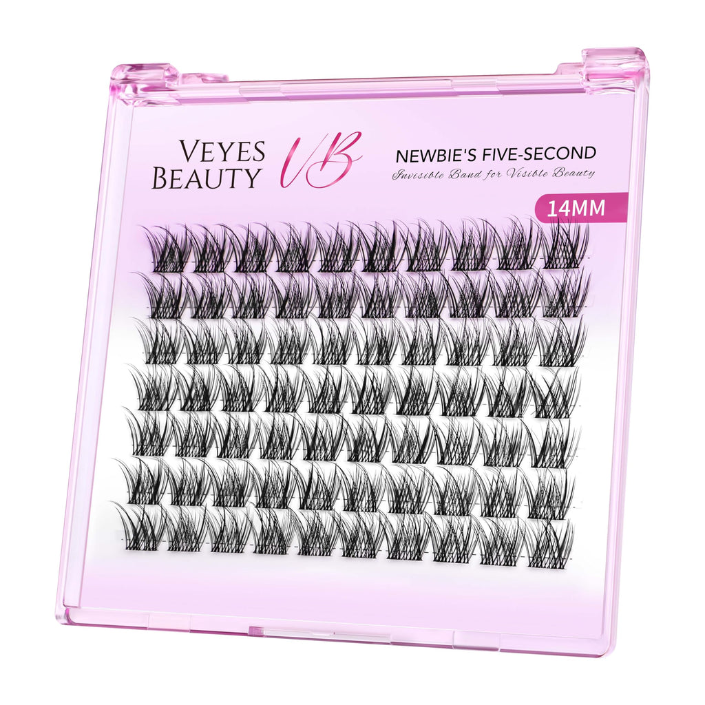 VEYESBEAUTY Lash Clusters — DIY False Eyelashes, Wispy 14mm, Newbie Five-Second Series