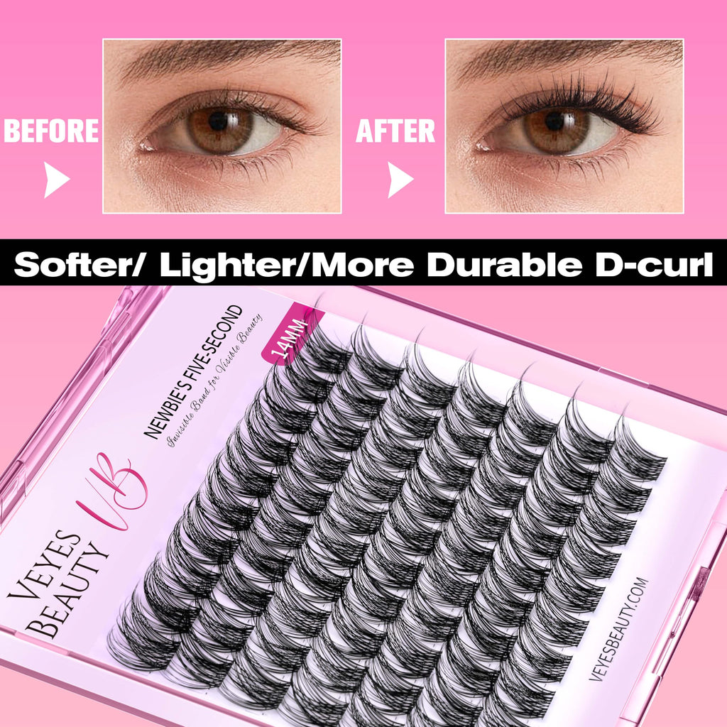 VEYESBEAUTY Lash Clusters – DIY False Eyelashes, Five-Second Series, LuxeBold 12mm Wispy
