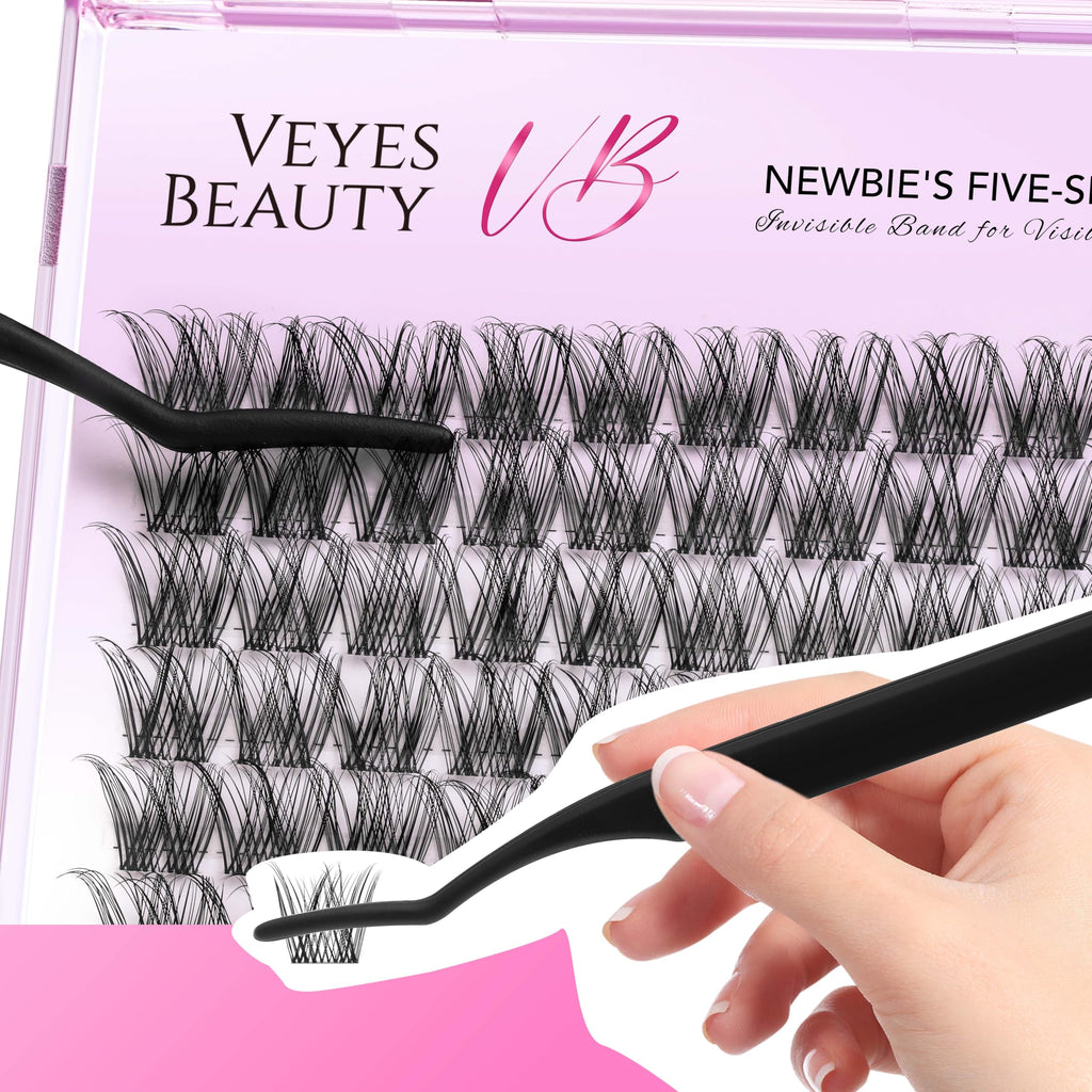 VEYESBEAUTY Lash Clusters – DIY False Eyelashes, Five-Second Series, LuxeBold 12mm Wispy
