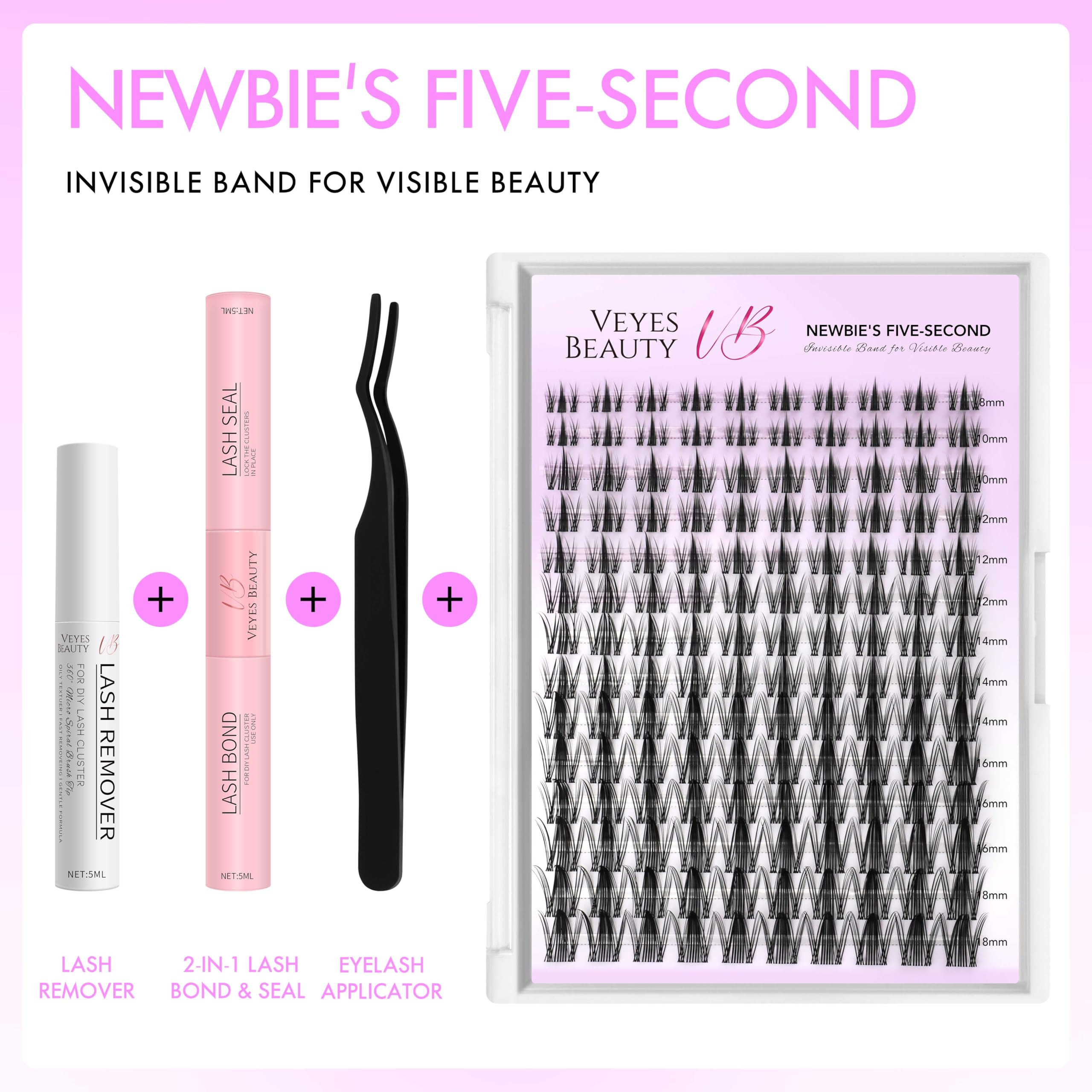 VEYESBEAUTY Manga Lash Clusters Kit – DIY Eyelash Extensions, Five-Second Wispy Lashes