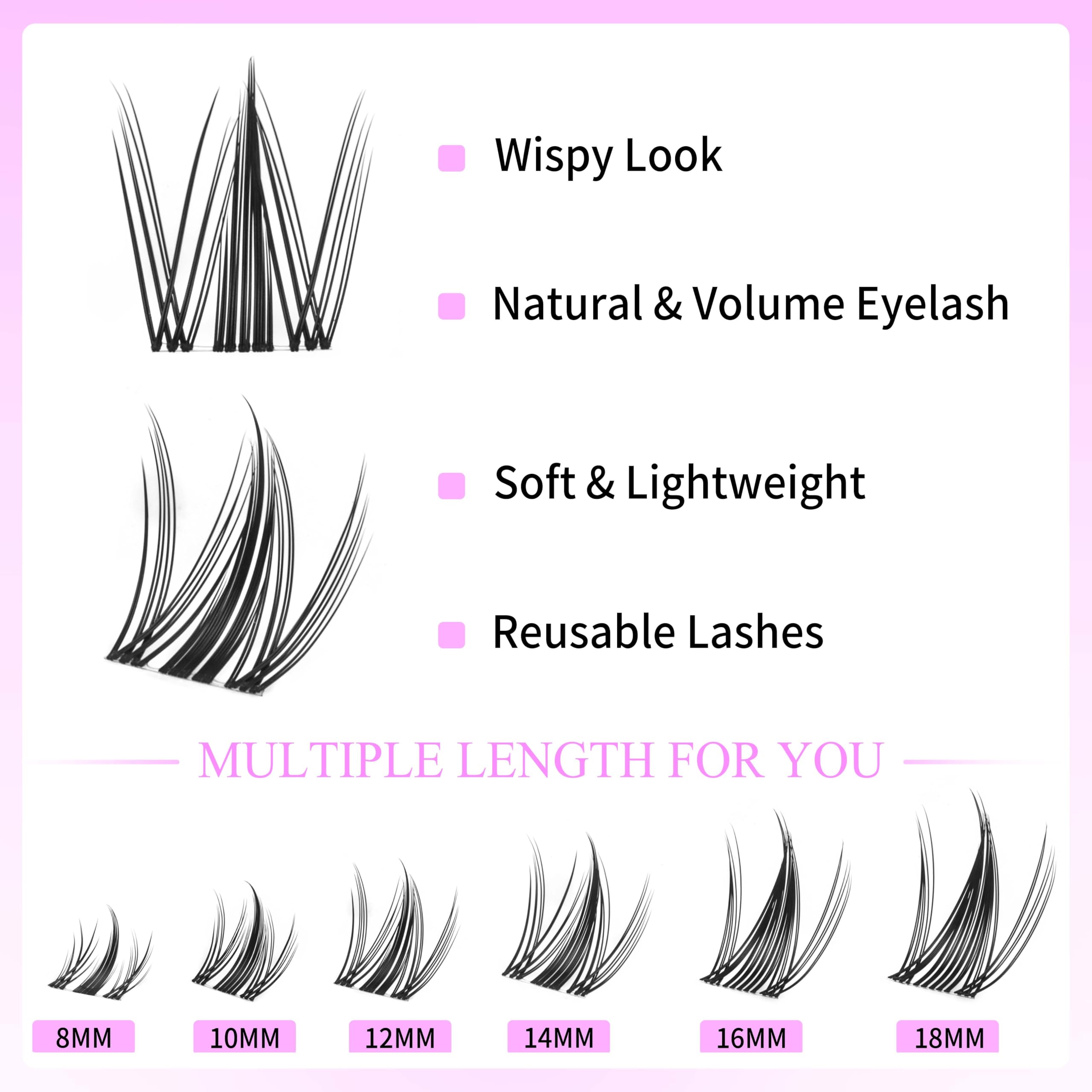 VEYESBEAUTY Manga Lash Clusters Kit – DIY Eyelash Extensions, Five-Second Wispy Lashes