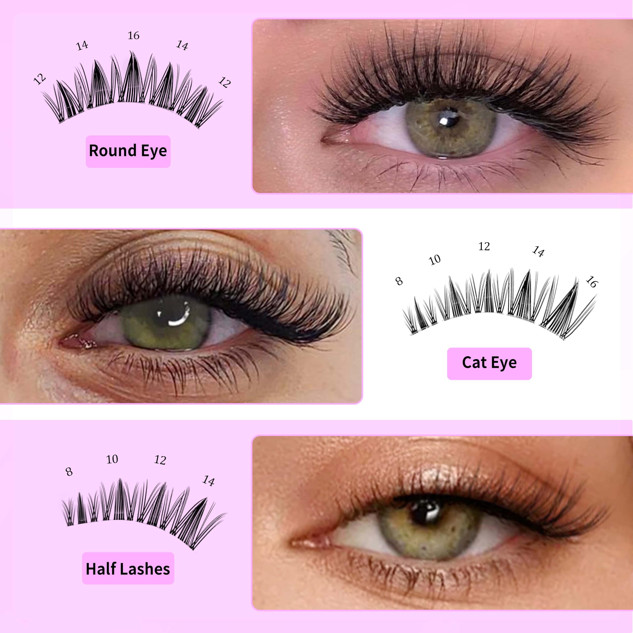 VEYESBEAUTY Manga Lash Clusters Kit – DIY Eyelash Extensions, Five-Second Wispy Lashes