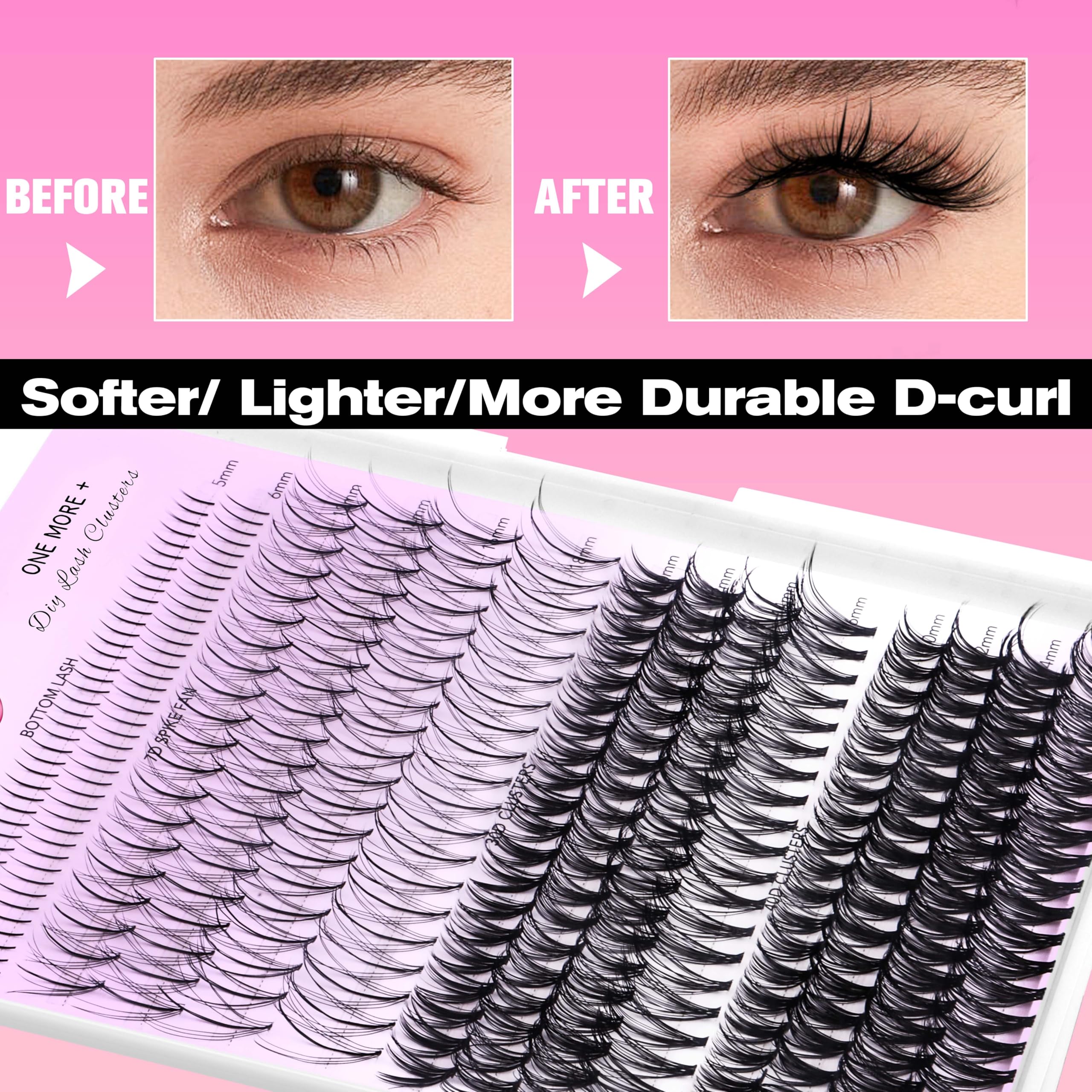 VEYESBEAUTY One More+ Lash Clusters Tray – DIY Wispy Lashes, Bottom 7D 30D 40D Mix