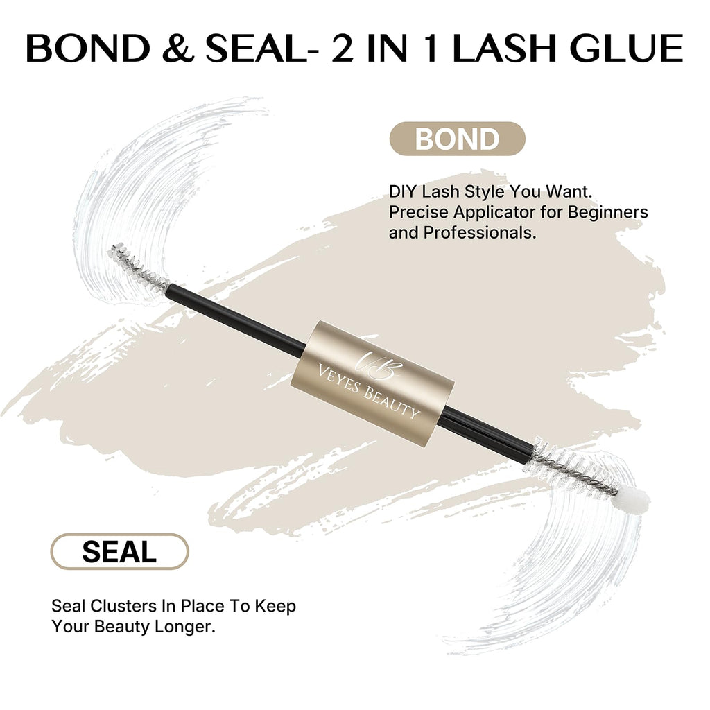 VEYESBEAUTY Lash Bond and Seal 2-in-1 Waterproof Glue for DIY Lash Extensions | 5ml + 5ml White Bond