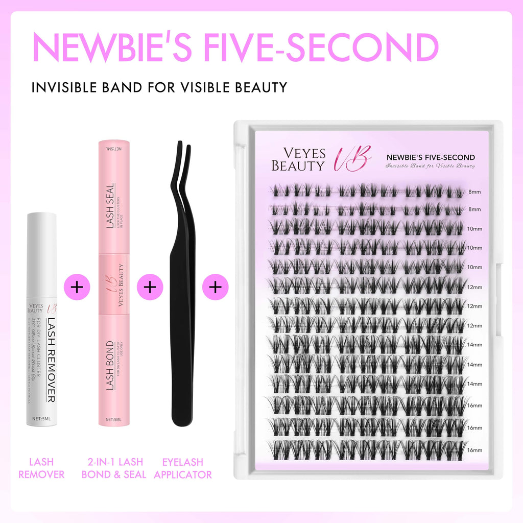VEYESBEAUTY Lash Clusters Kit – DIY Individual Lashes, Whisper Lash 8–16mm