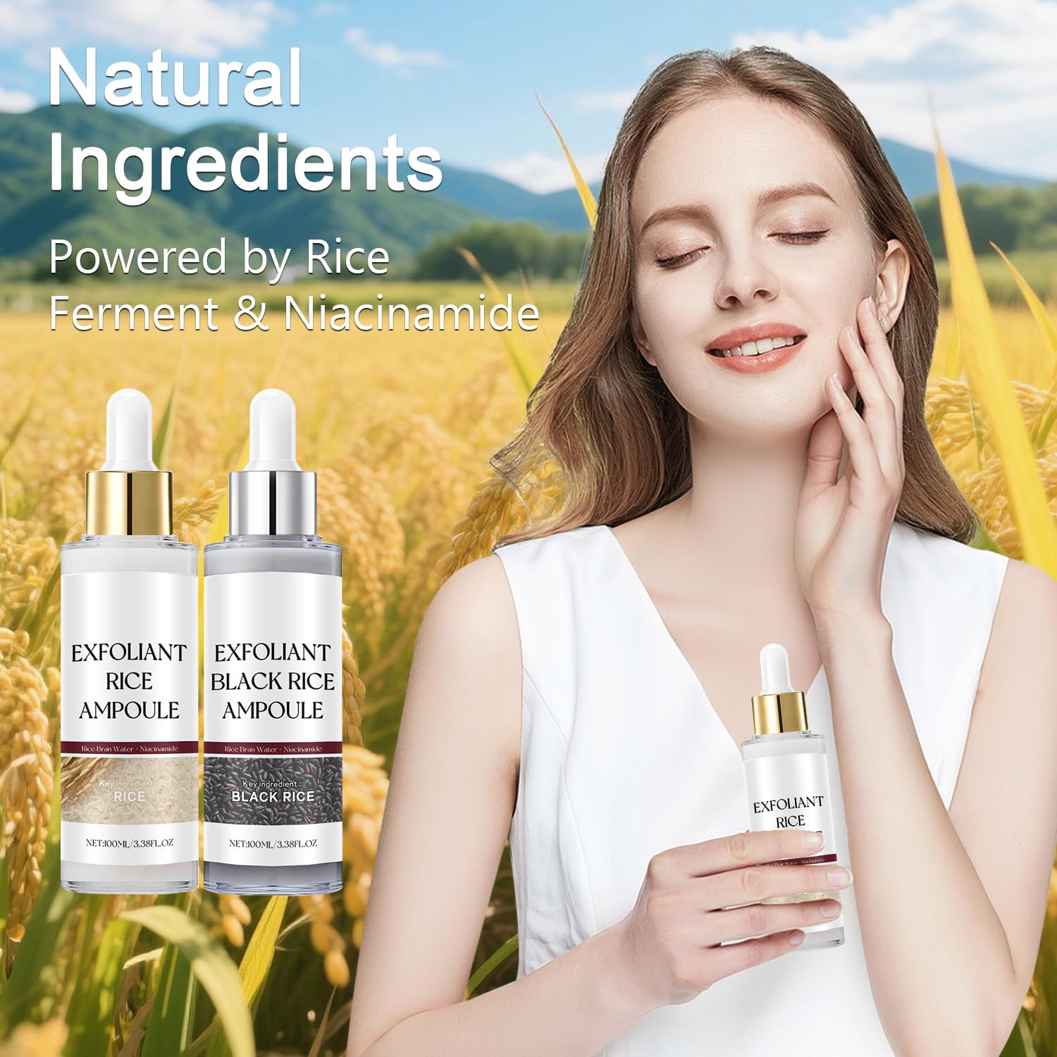 VEYANCO Peel Shot Rice Ampoule Duo – Gentle White & Black Rice Exfoliating Serum (2-pack)