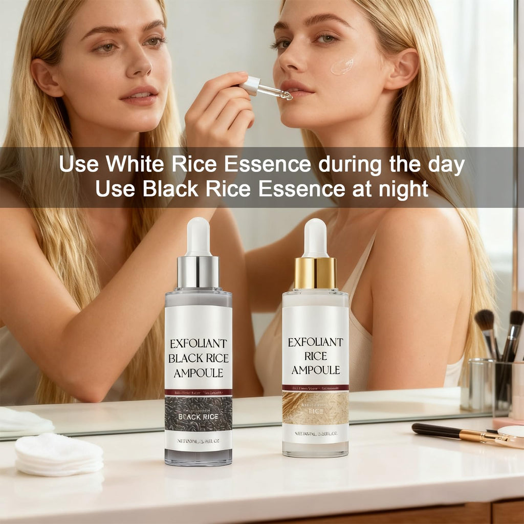 VEYANCO Peel Shot Rice Ampoule Duo – Gentle White & Black Rice Exfoliating Serum (2-pack)