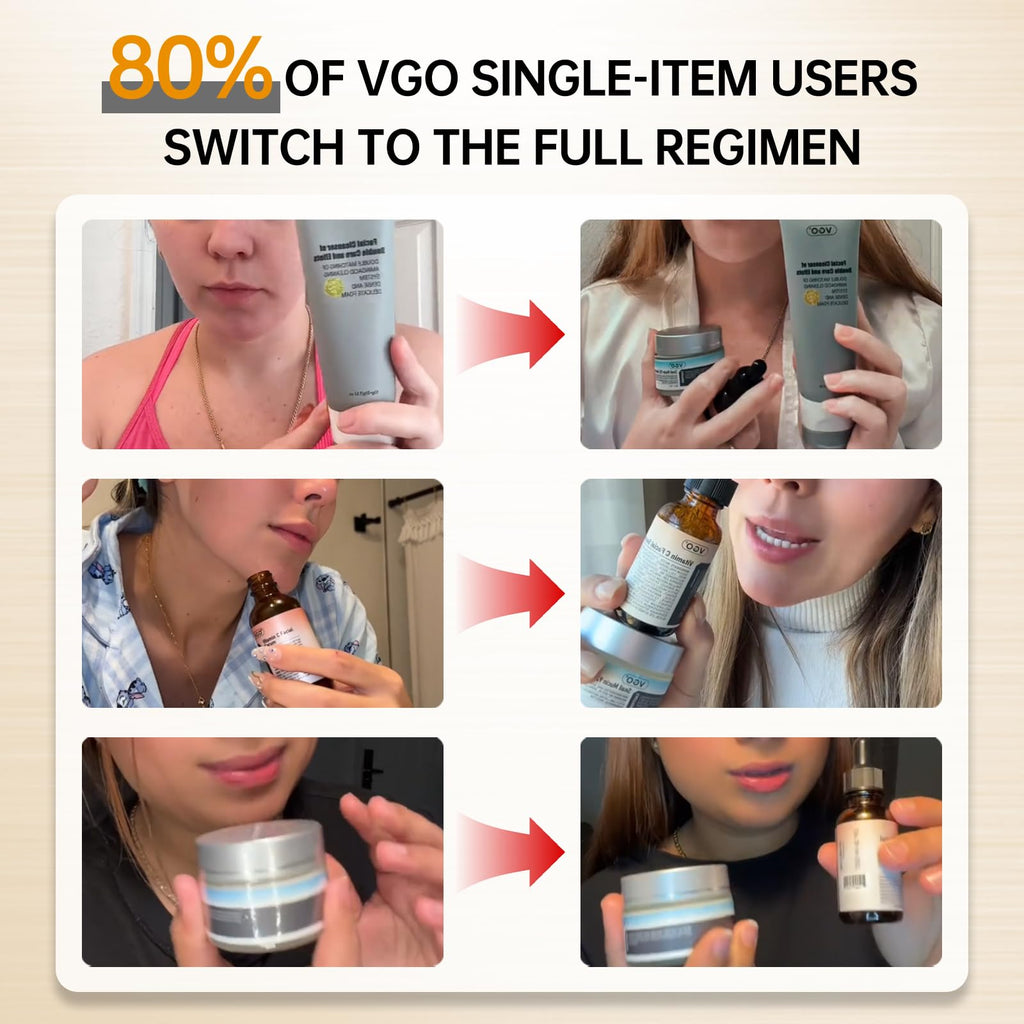 VGO Skin Care Set: Snail Mucin 92% Moisturizer + Vitamin C Serum for Hydration & Firming | All Skin Types