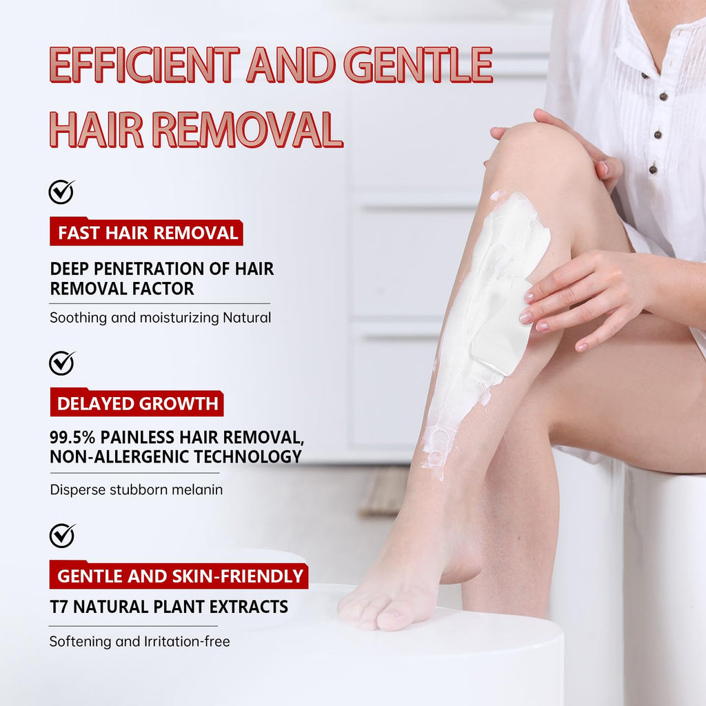 VGO Painless Hair Removal Cream for Women & Men — All Skin Types, 4.06oz (Spatula Included)