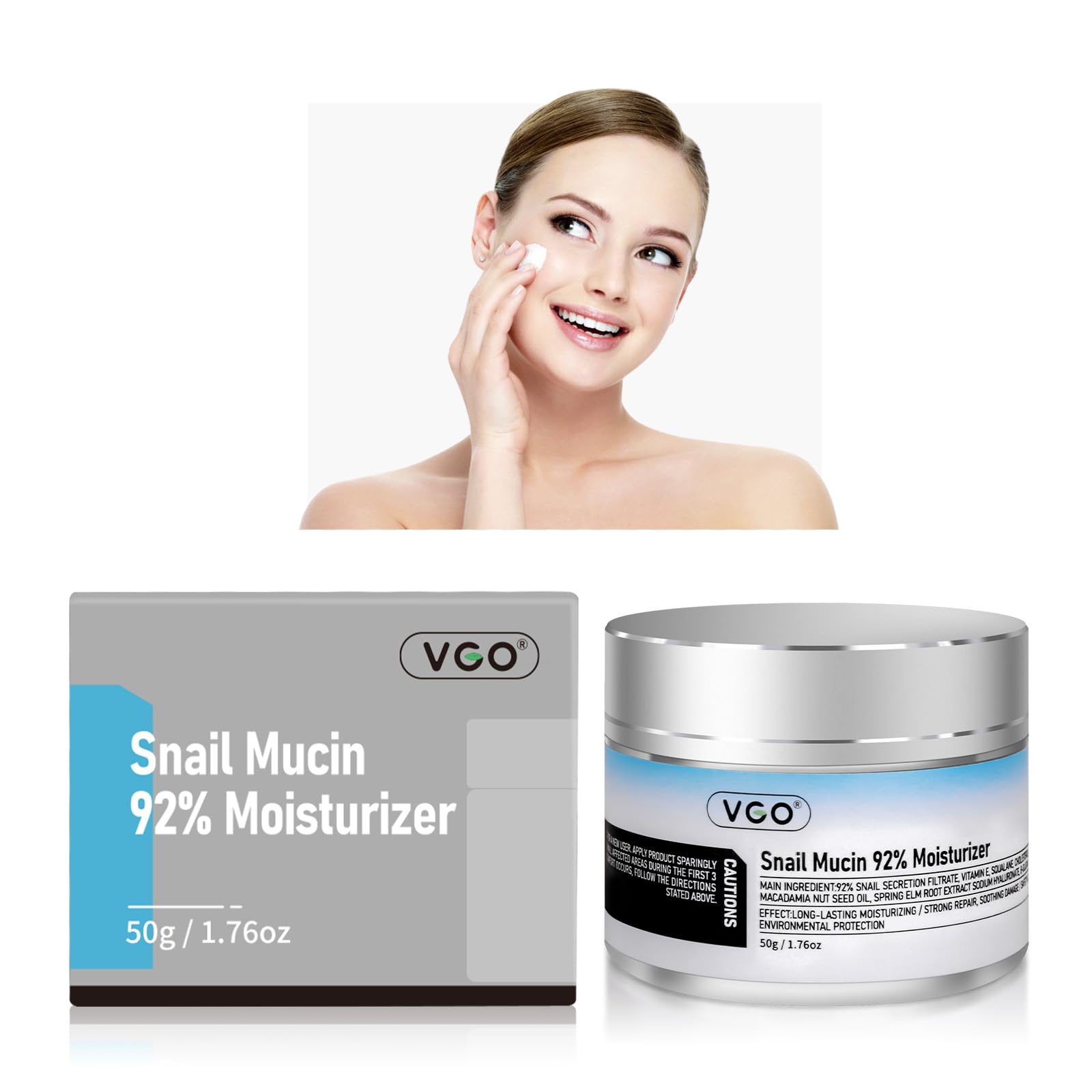 VGO Snail Mucin 92% Moisturizer – Hydrating Repair Gel for Dry & Sensitive Skin (50g)